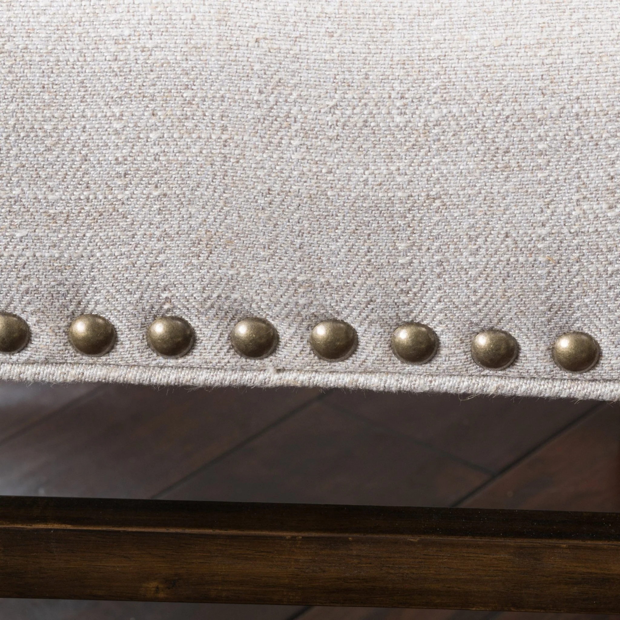 Upholstered Dining Chair with Wing Back, Slide Arm and Nail Head Trim - Image 7