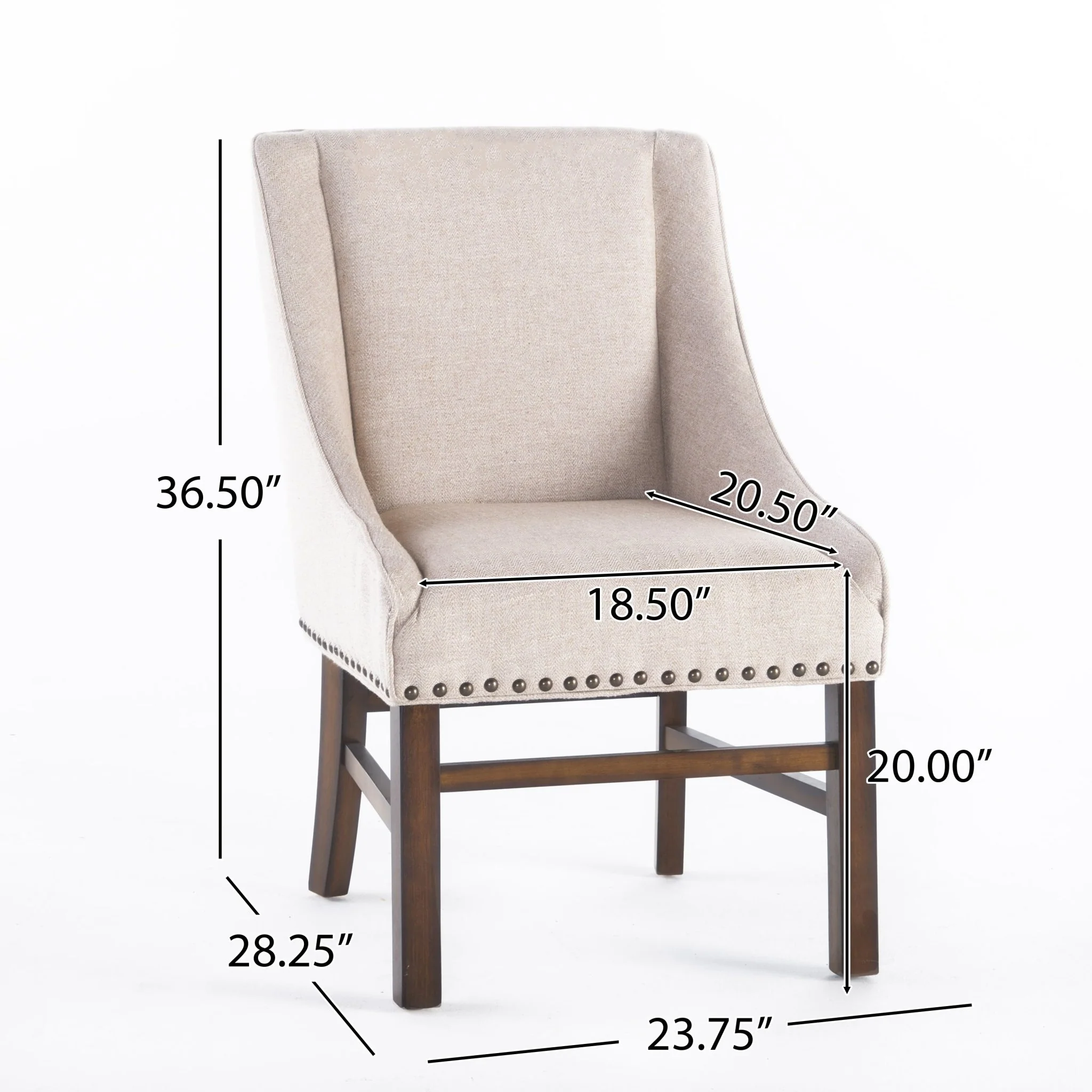 Upholstered Dining Chair with Wing Back, Slide Arm and Nail Head Trim - Image 8