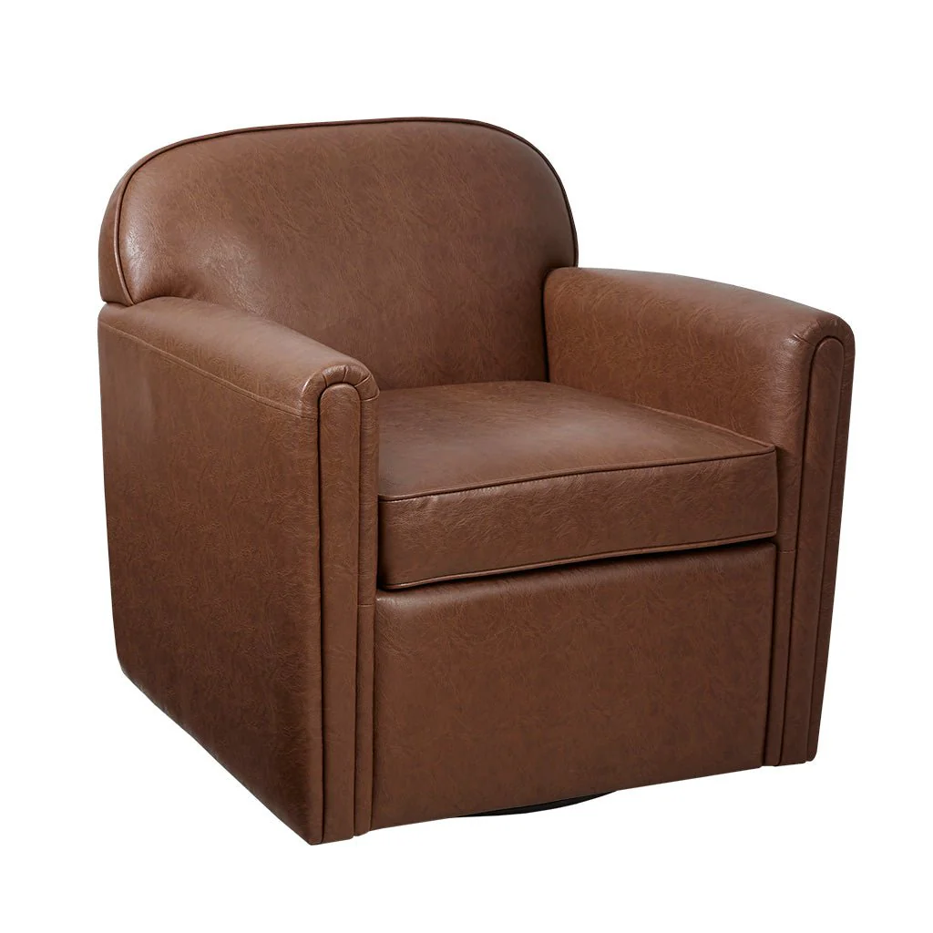 Upholstered Faux Leather 360 Degree Swivel Armchair - Image 3