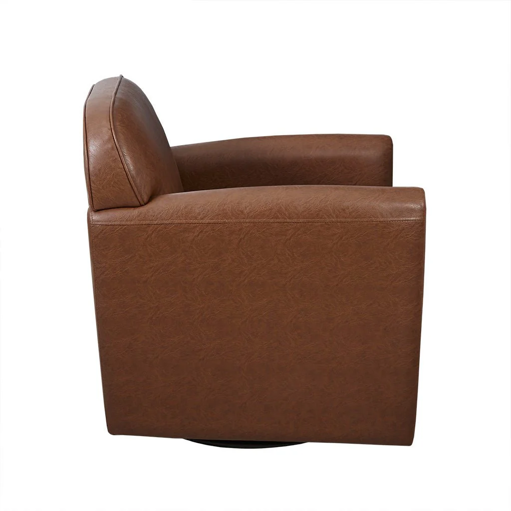Upholstered Faux Leather 360 Degree Swivel Armchair - Image 4