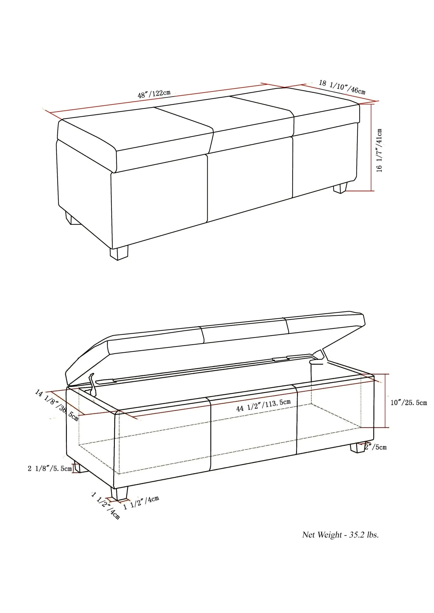 Upholstered Faux Leather Storage Ottoman - Image 8