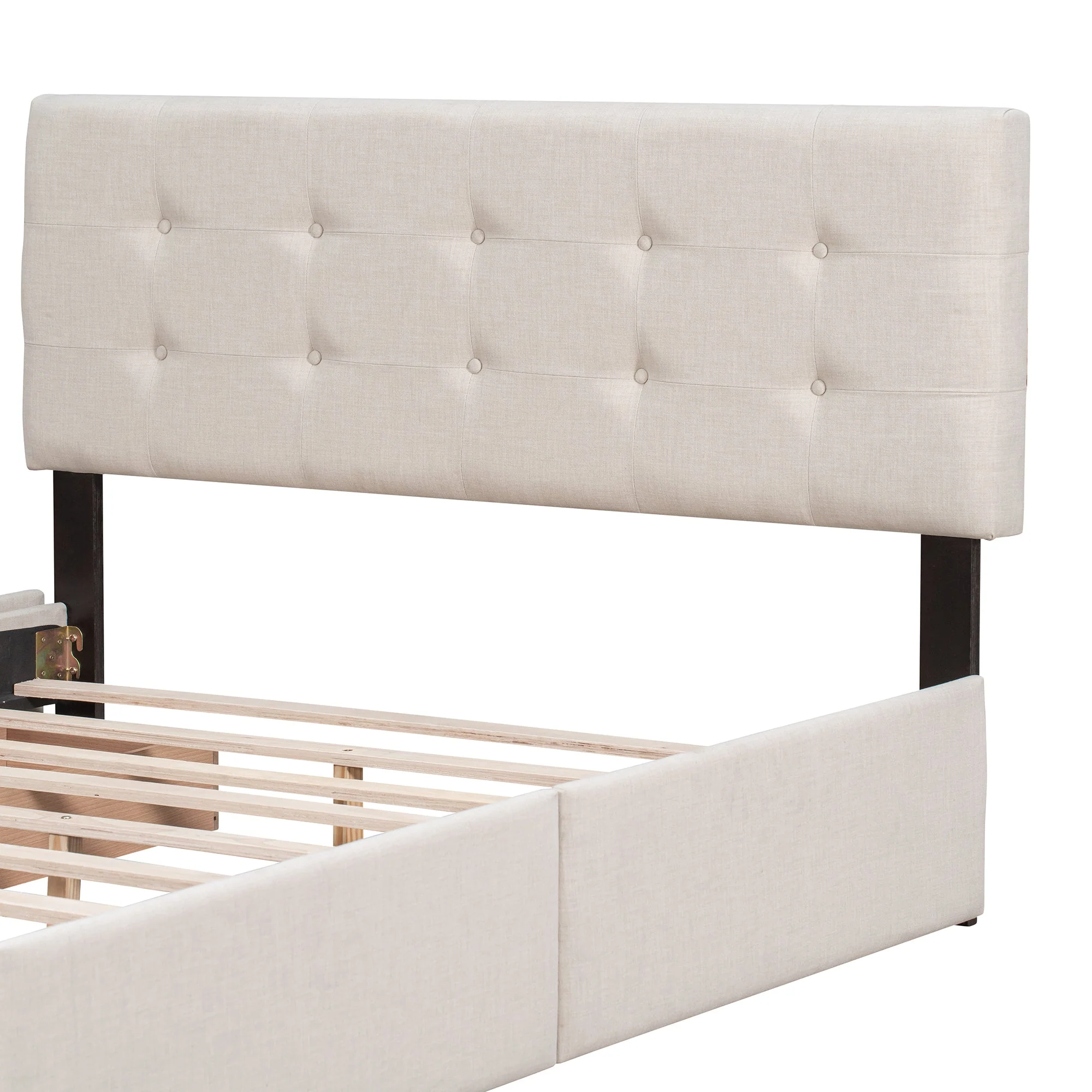Upholstered Queen Platform Bed with Classic Headboard and 4 Drawers - Image 9