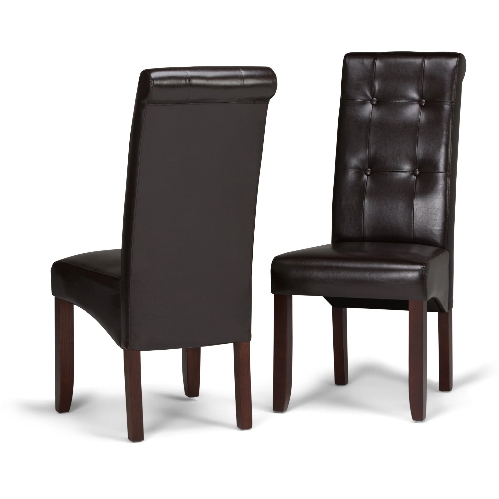 Veritas Faux Leather Dining Chair with Button Tufted Back and Solid Wood Legs, Set of 2 - Image 16