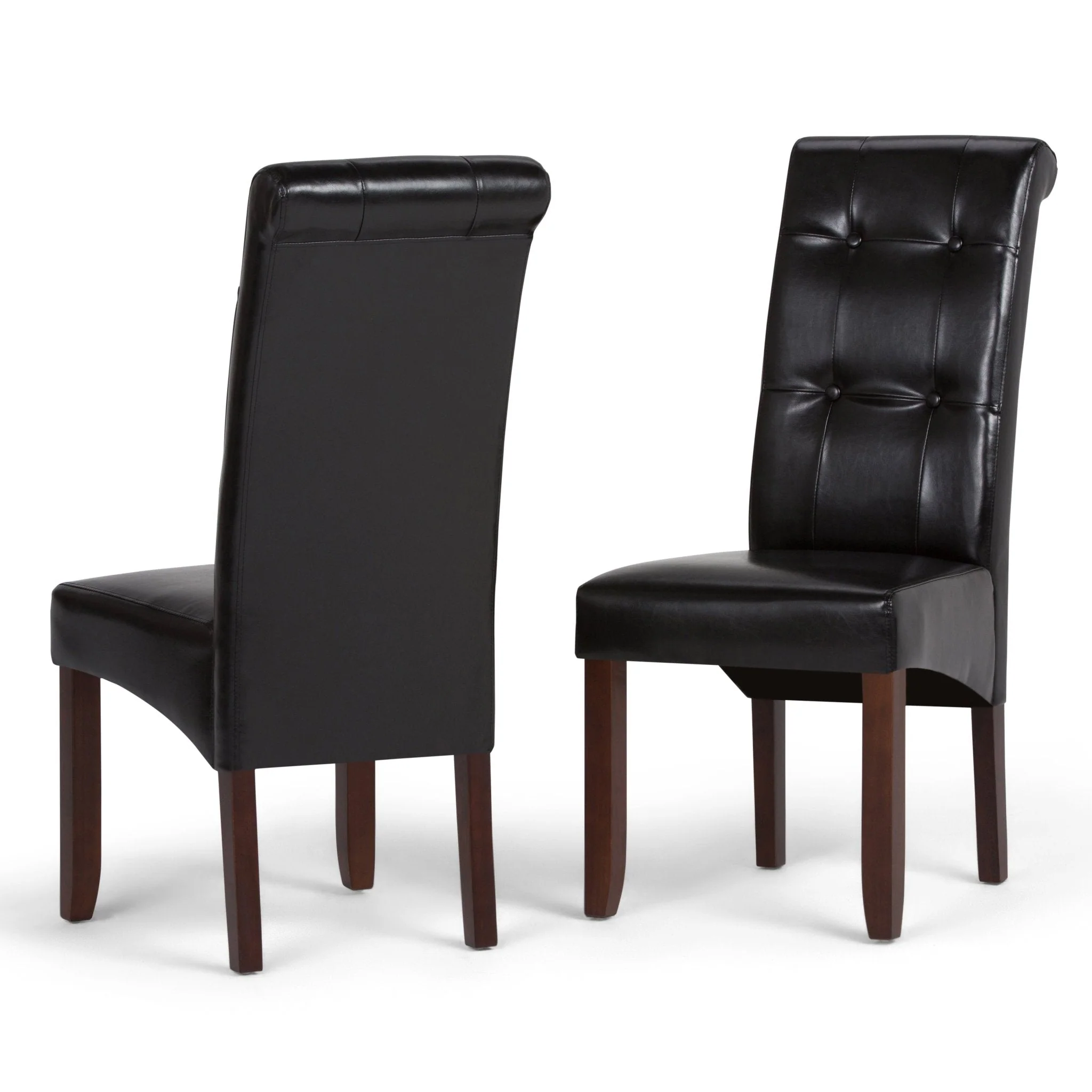 Veritas Faux Leather Dining Chair with Button Tufted Back and Solid Wood Legs, Set of 2 - Image 9