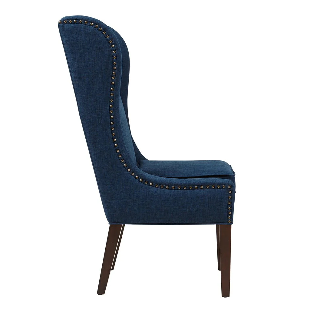 Vesper Upholstered Dining Chair with Nailhead Trim and High Wing Back - Image 11