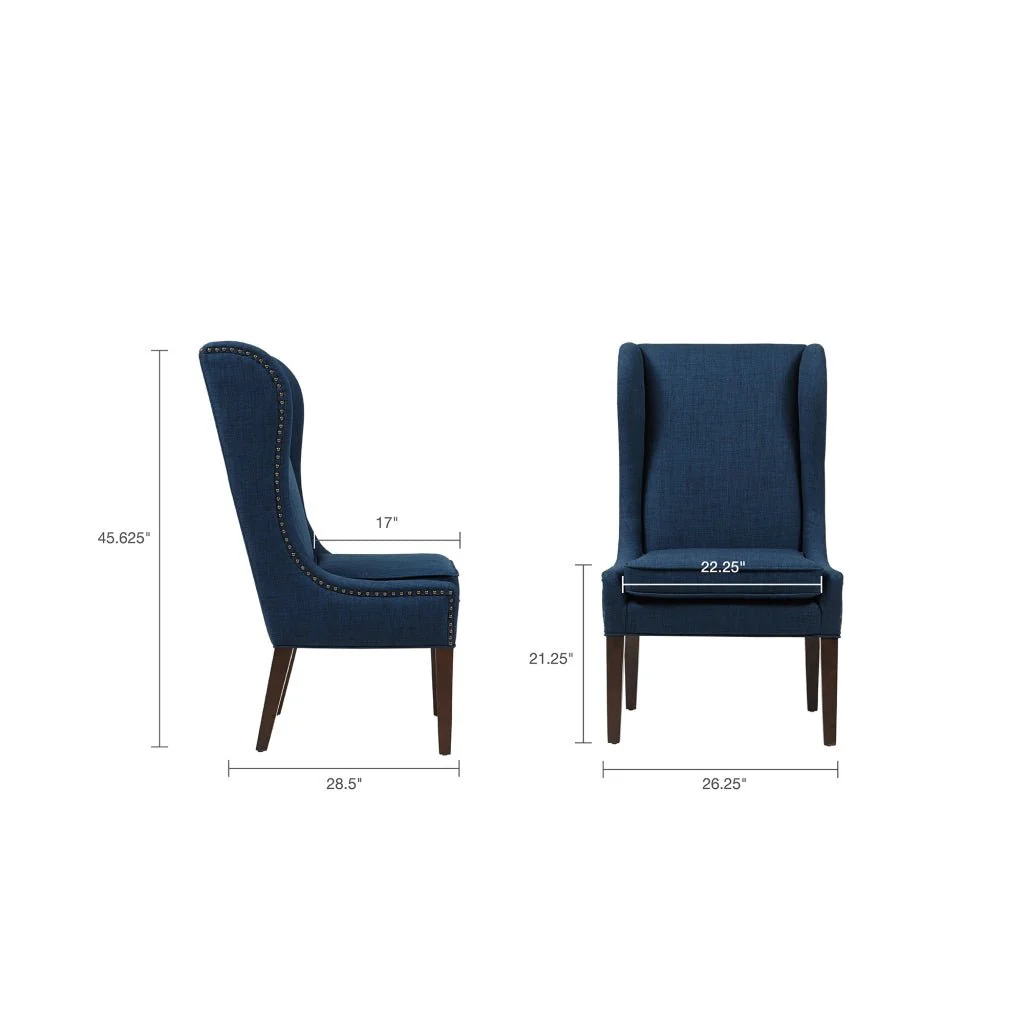 Vesper Upholstered Dining Chair with Nailhead Trim and High Wing Back - Image 12
