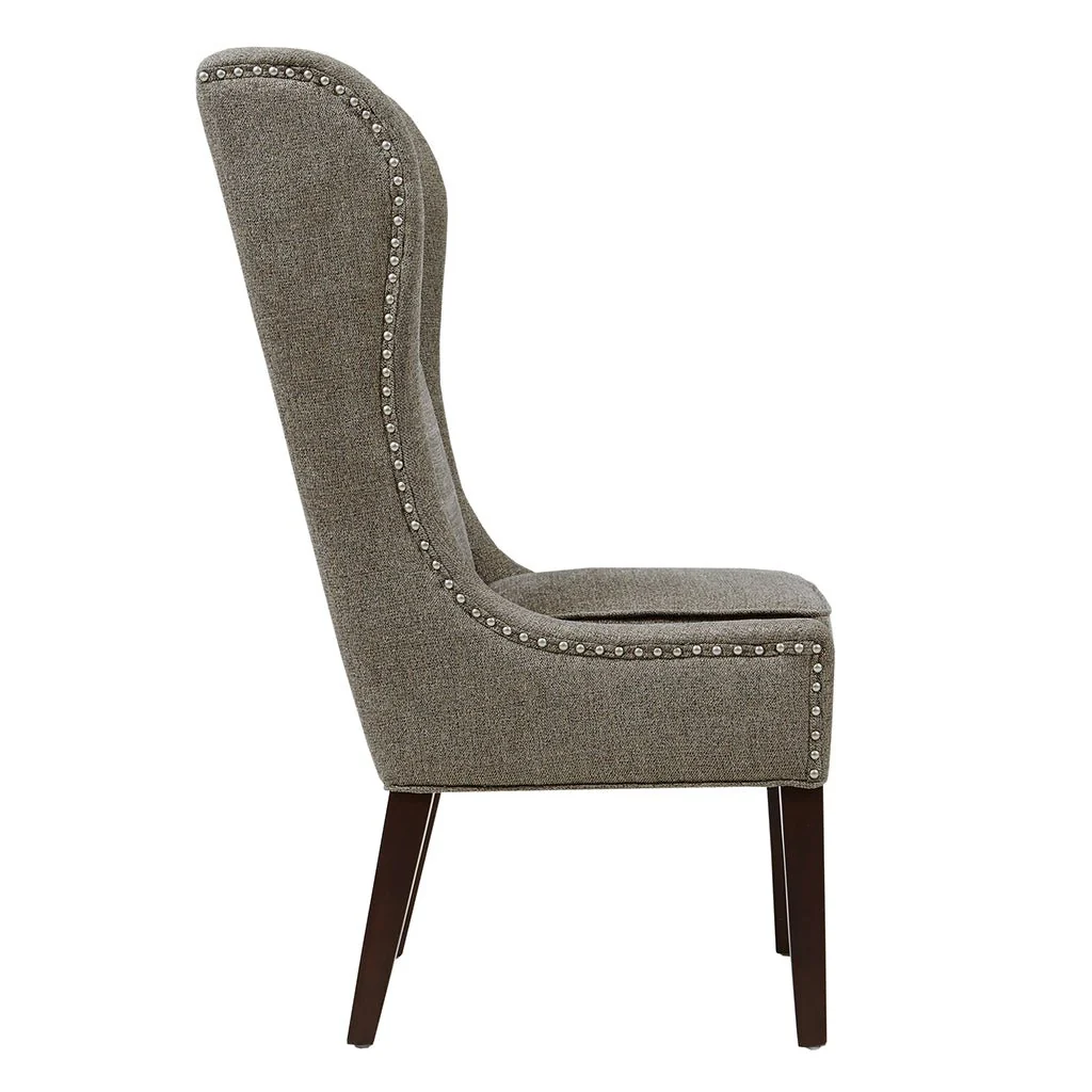 Vesper Upholstered Dining Chair with Nailhead Trim and High Wing Back - Image 5