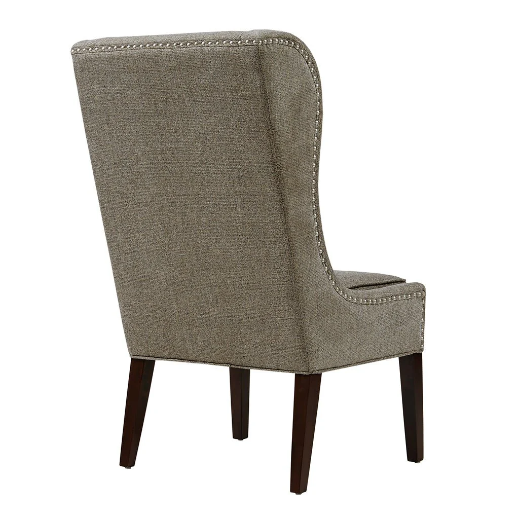 Vesper Upholstered Dining Chair with Nailhead Trim and High Wing Back - Image 6
