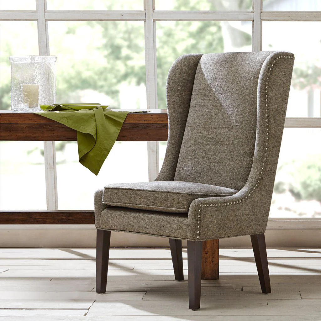 Vesper Upholstered Dining Chair with Nailhead Trim and High Wing Back - Image 7