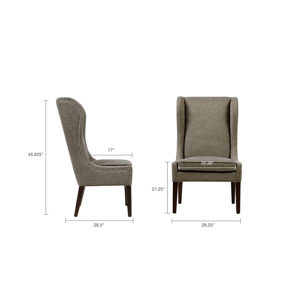 Vesper Upholstered Dining Chair with Nailhead Trim and High Wing Back - Image 8