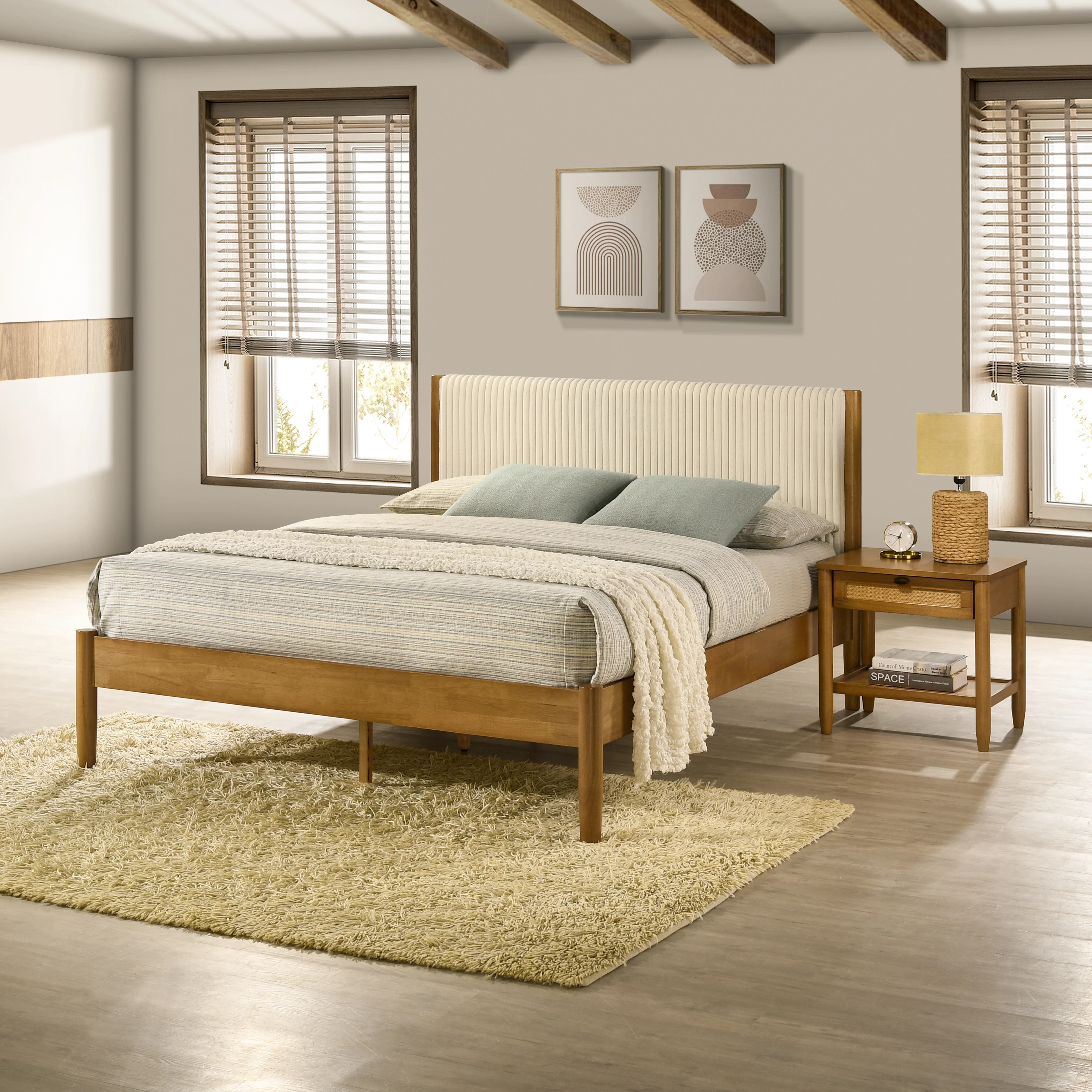 Vichy 2-Piece Rubberwood Corduroy Queen Bedroom Set - Image 2
