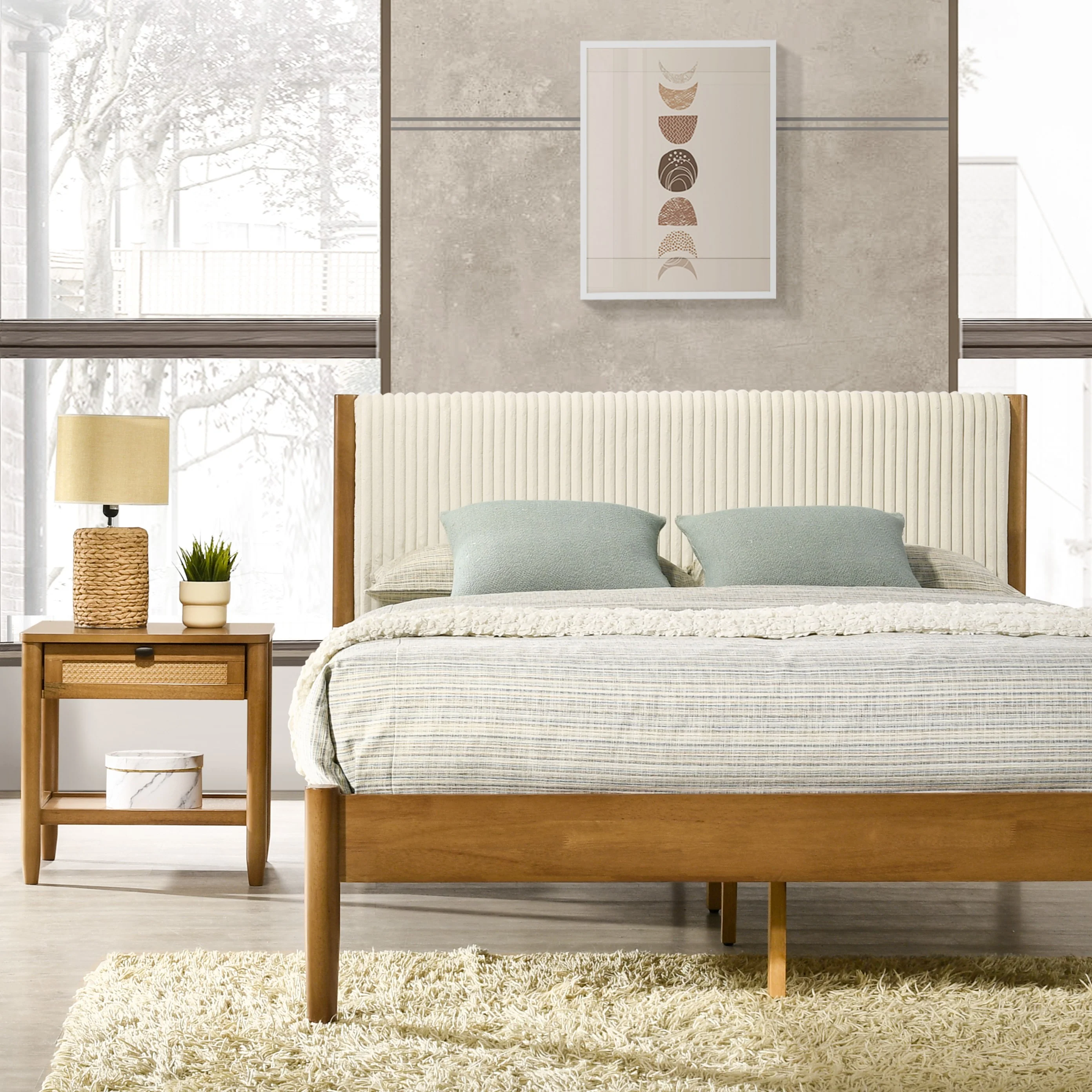 Vichy 2-Piece Rubberwood Corduroy Queen Bedroom Set - Image 3