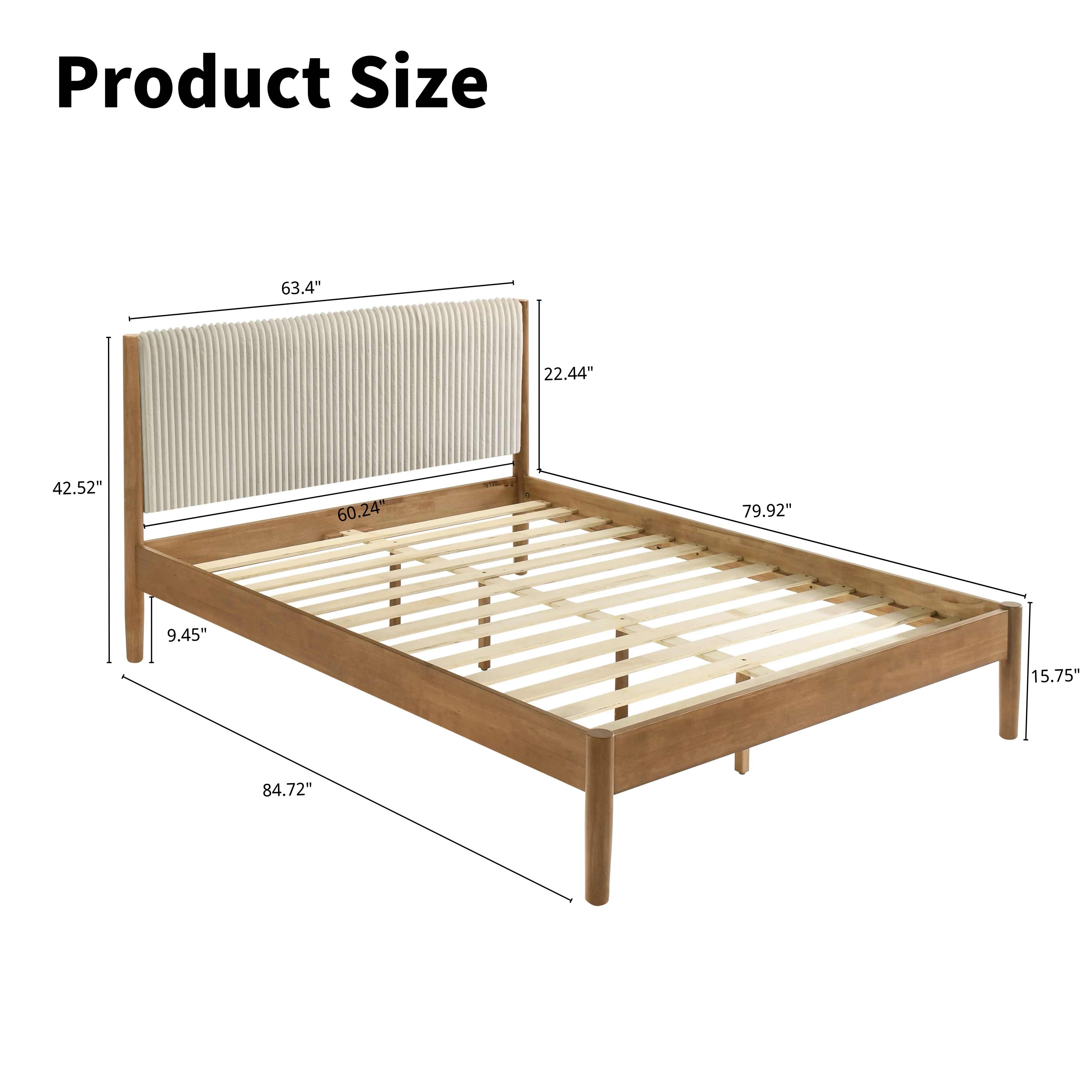 Vichy 2-Piece Rubberwood Corduroy Queen Bedroom Set - Image 8