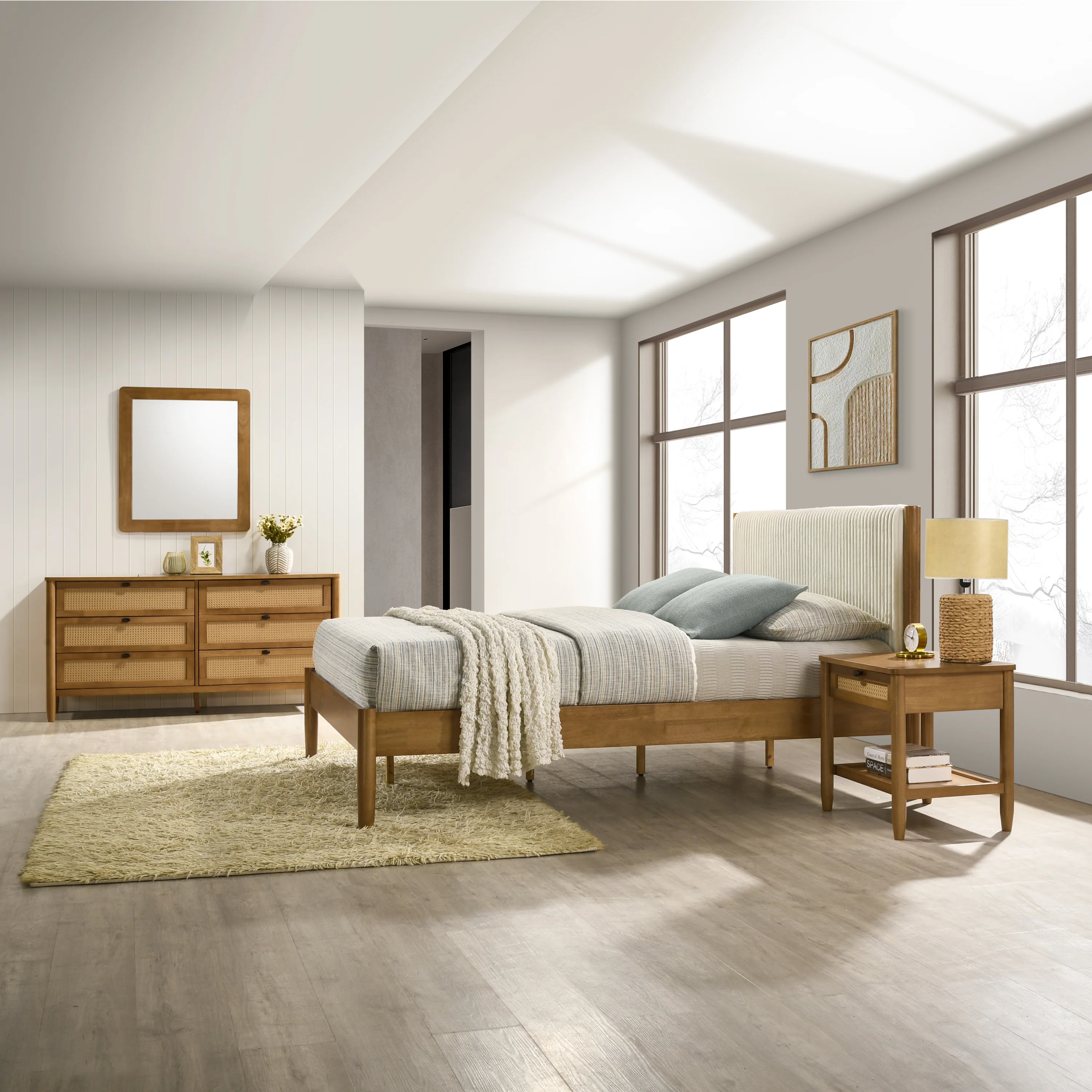 Vichy 4-Piece Rubberwood Queen Bedroom Set