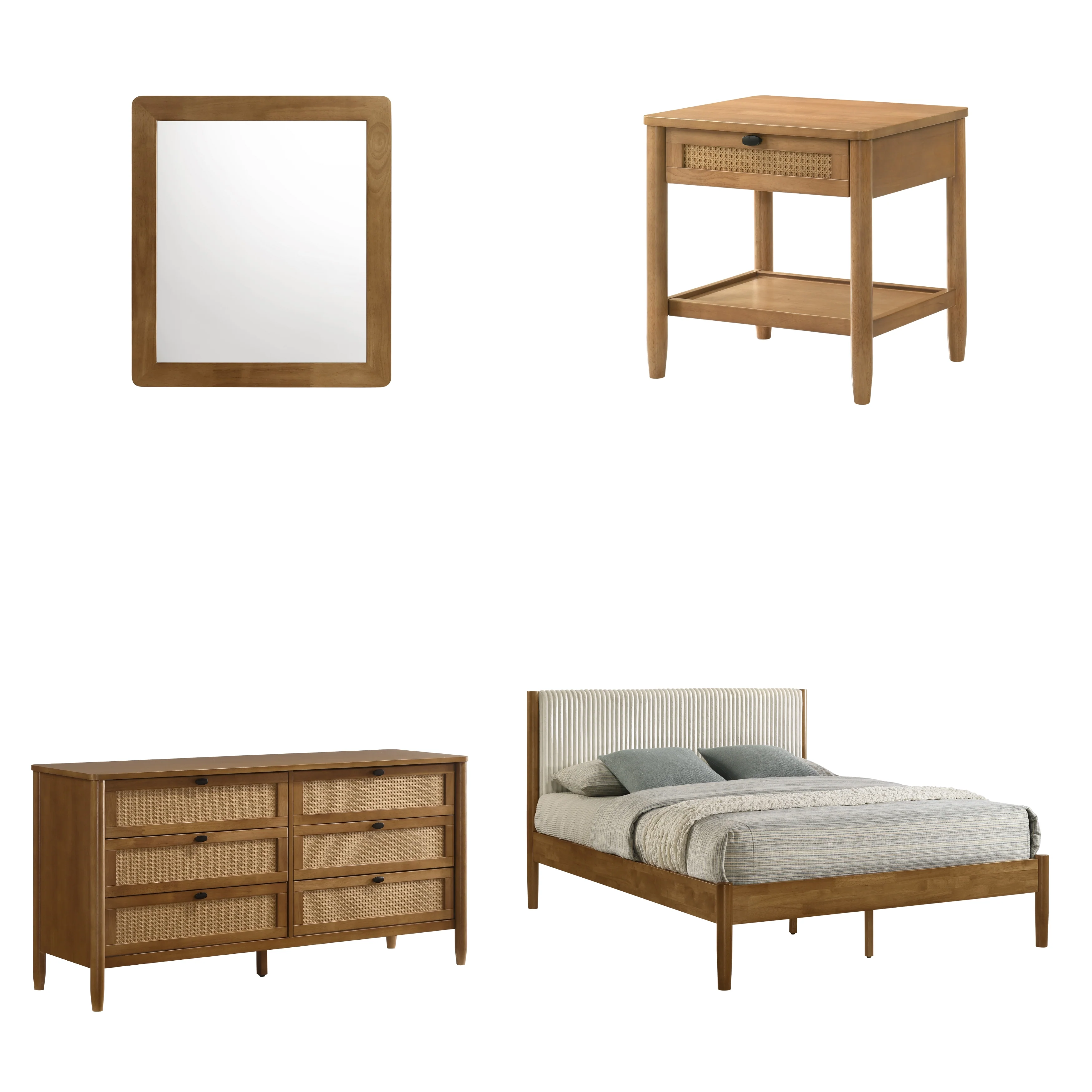 Vichy 4-Piece Rubberwood Queen Bedroom Set - Image 12