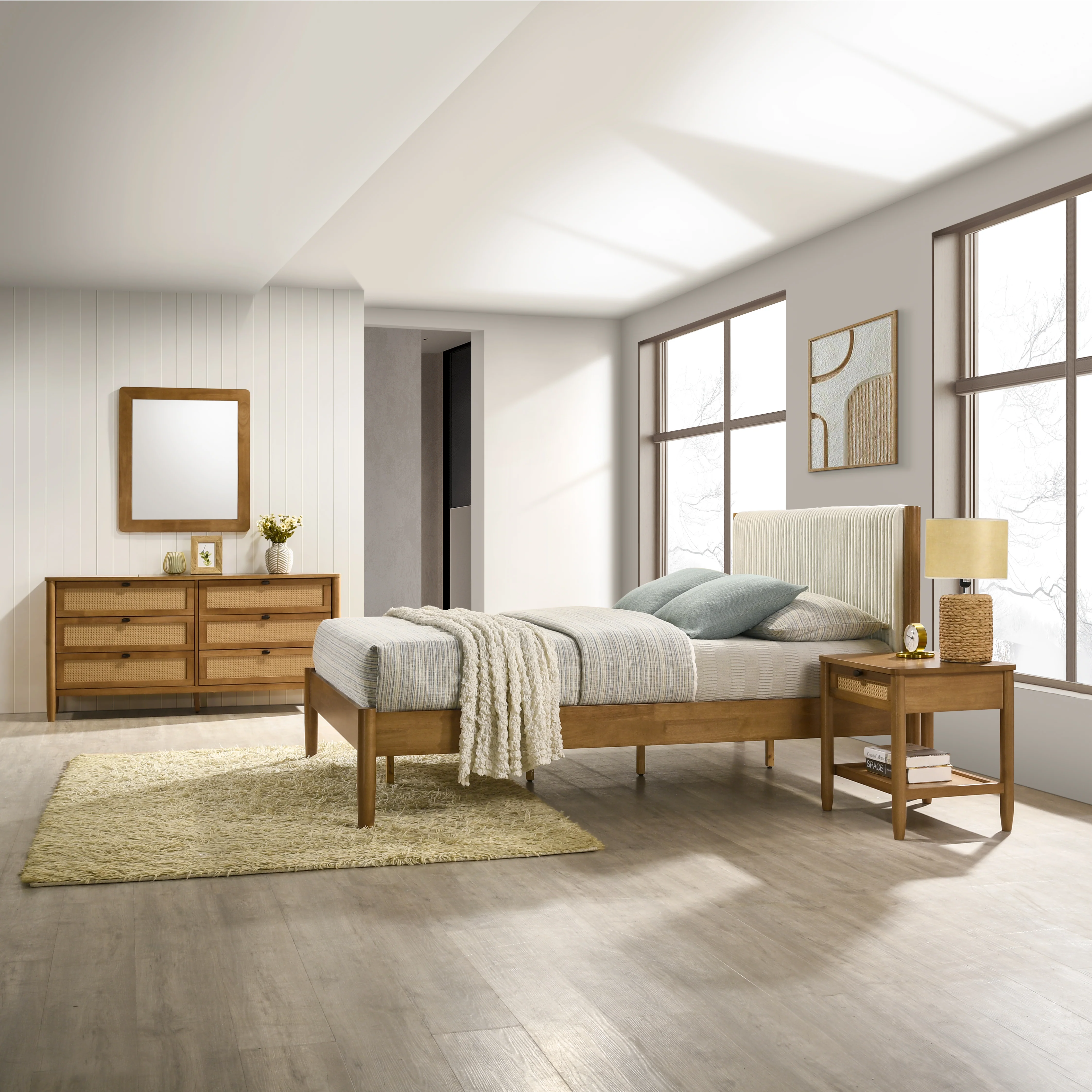 Vichy 4-Piece Rubberwood Queen Bedroom Set - Image 2