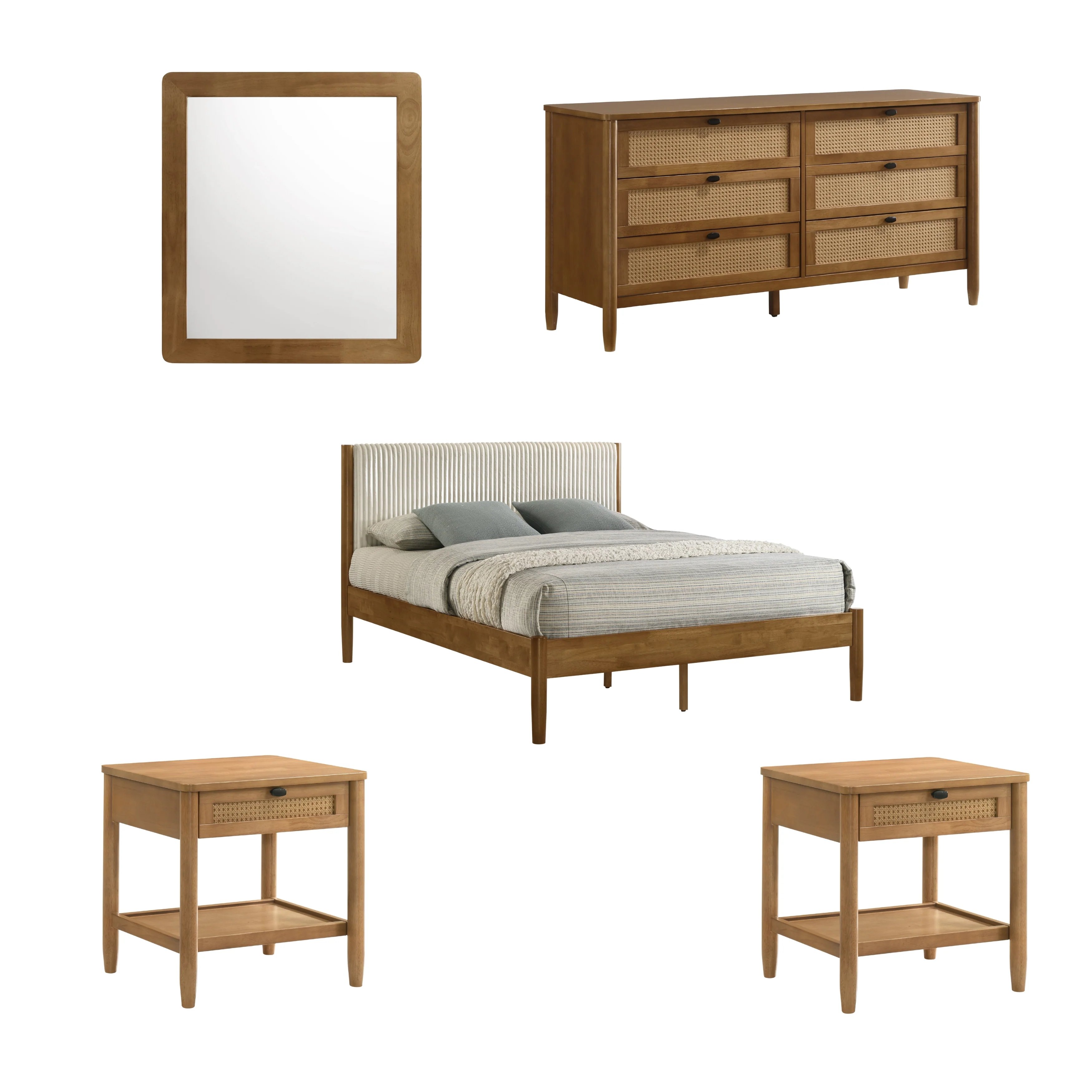 Vichy 5-Piece Rubberwood Queen Bedroom Set - Image 11
