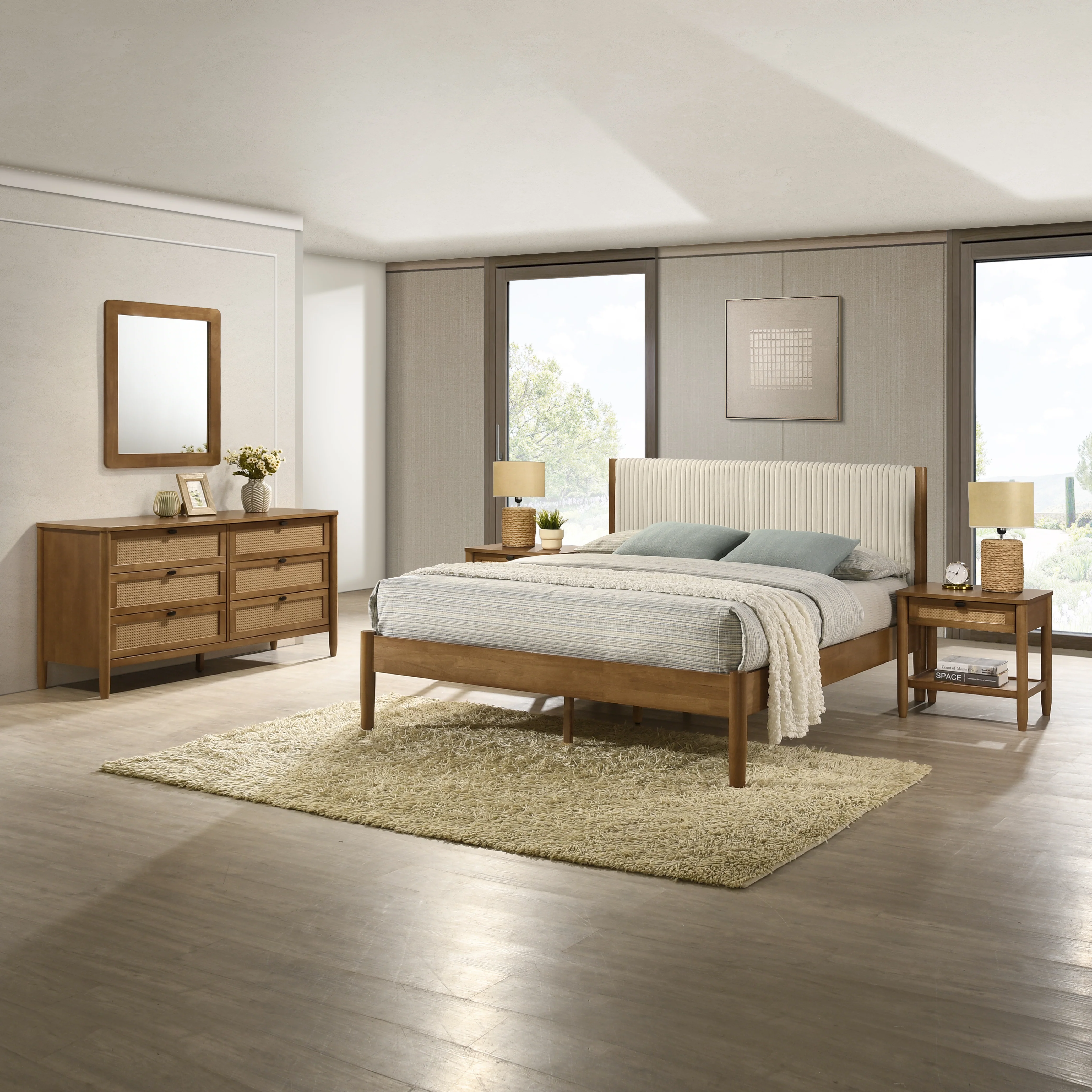 Vichy 5-Piece Rubberwood Queen Bedroom Set - Image 2