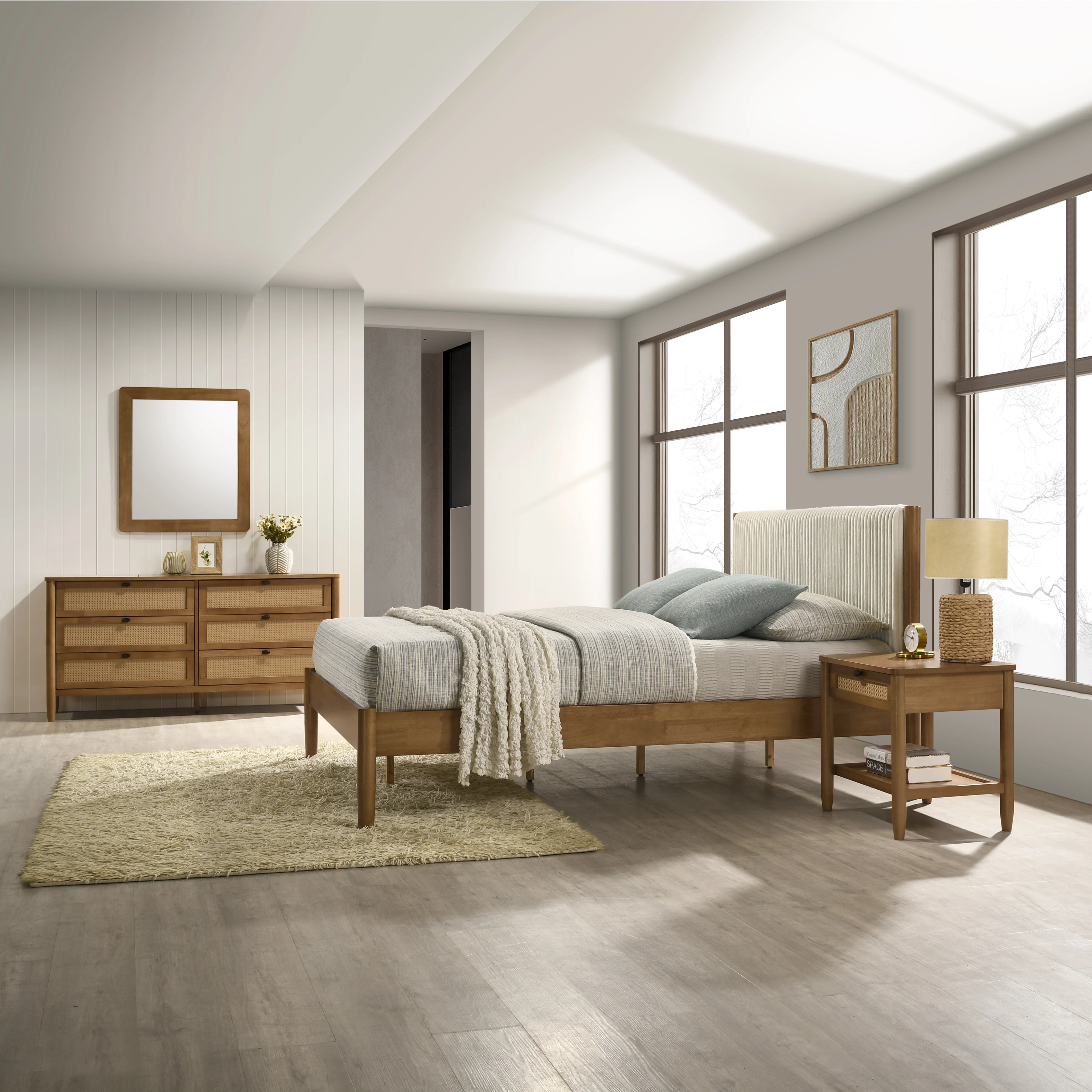 Vichy 5-Piece Rubberwood Queen Bedroom Set - Image 3