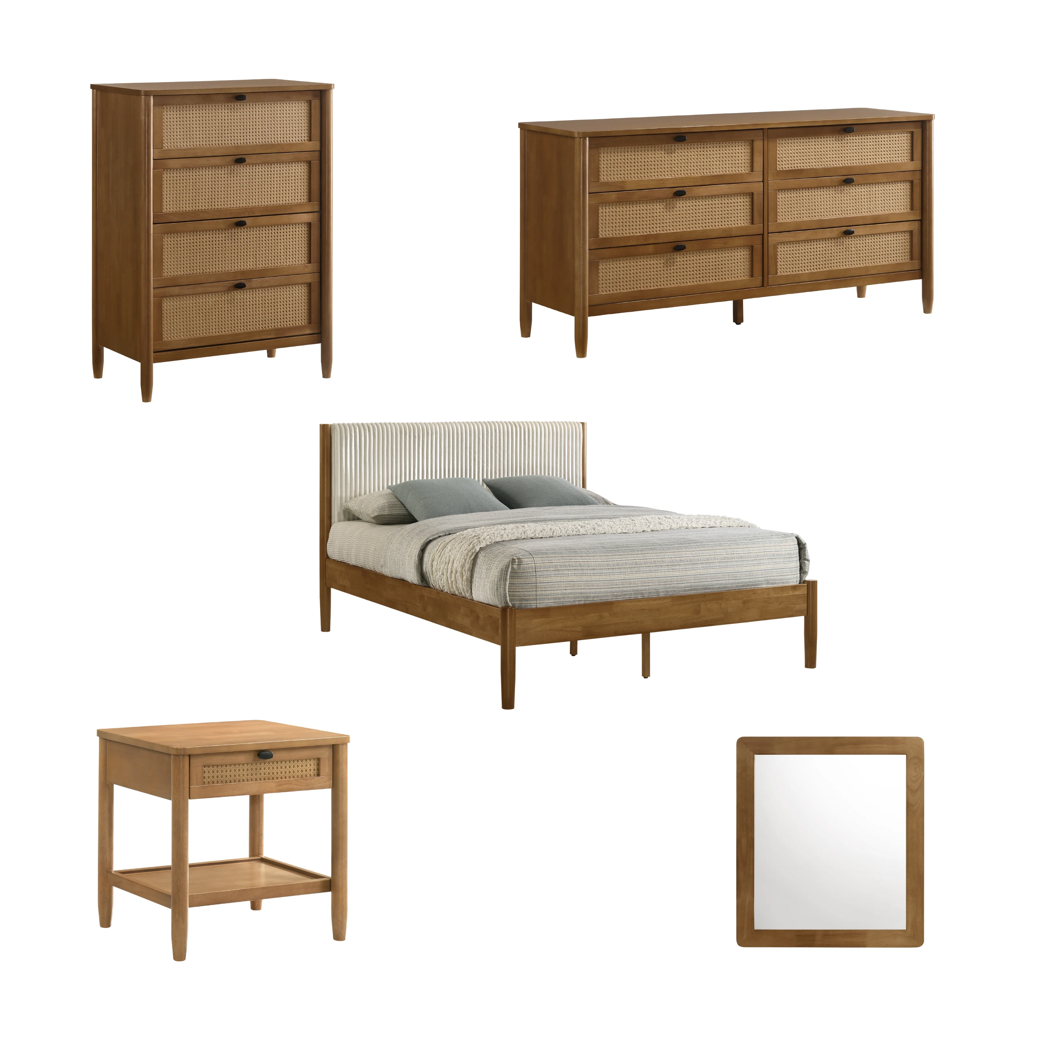 Vichy 5-Piece Rubberwood Queen Bedroom Set - Image 11