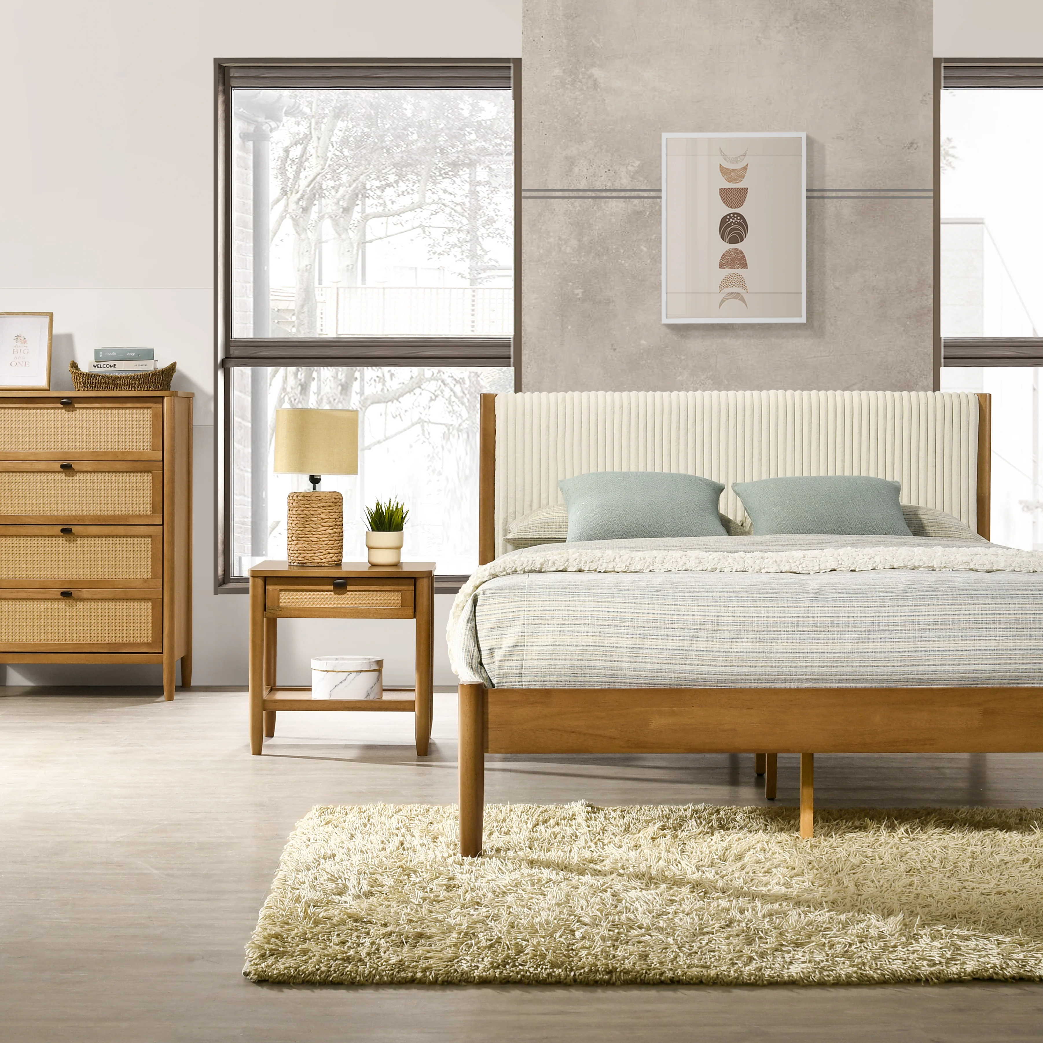Vichy 5-Piece Rubberwood Queen Bedroom Set - Image 4