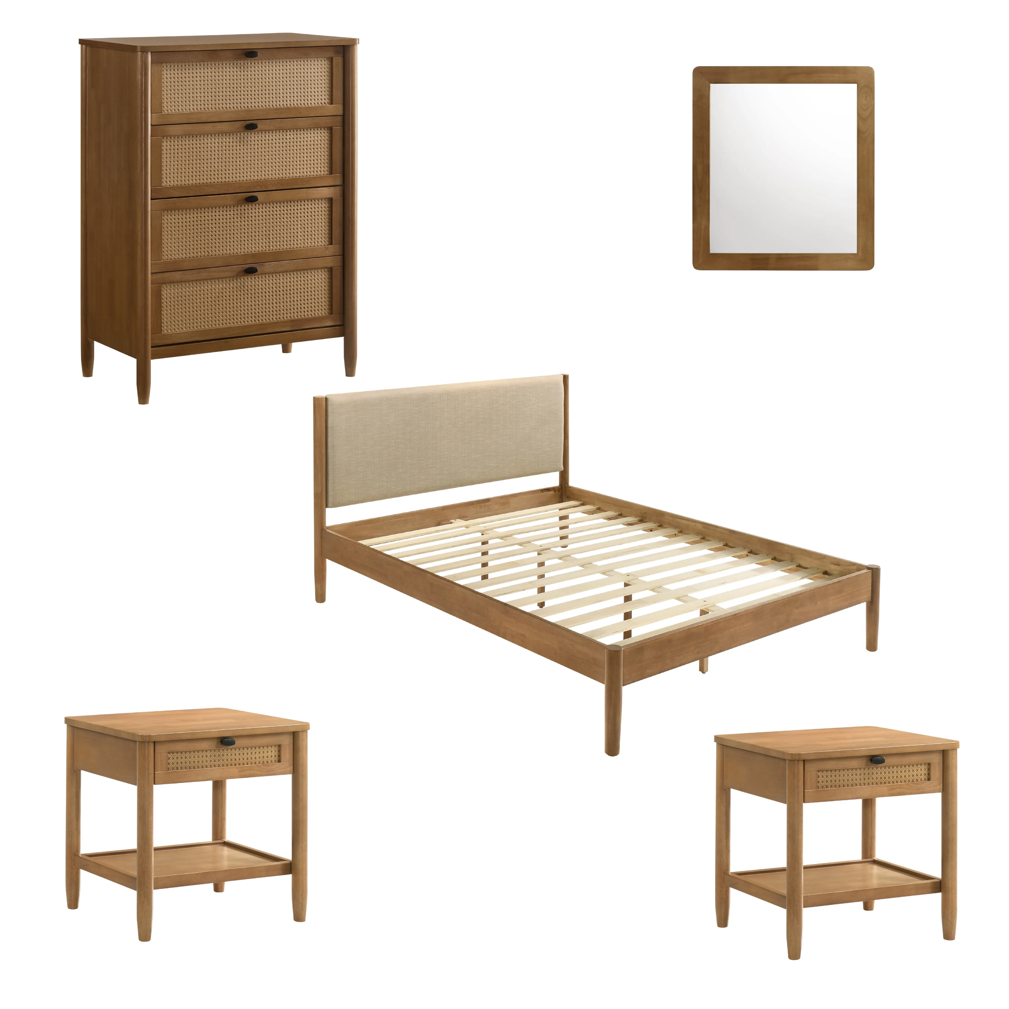Vichy 5-Piece Rubberwood Queen Bedroom Set - Image 12