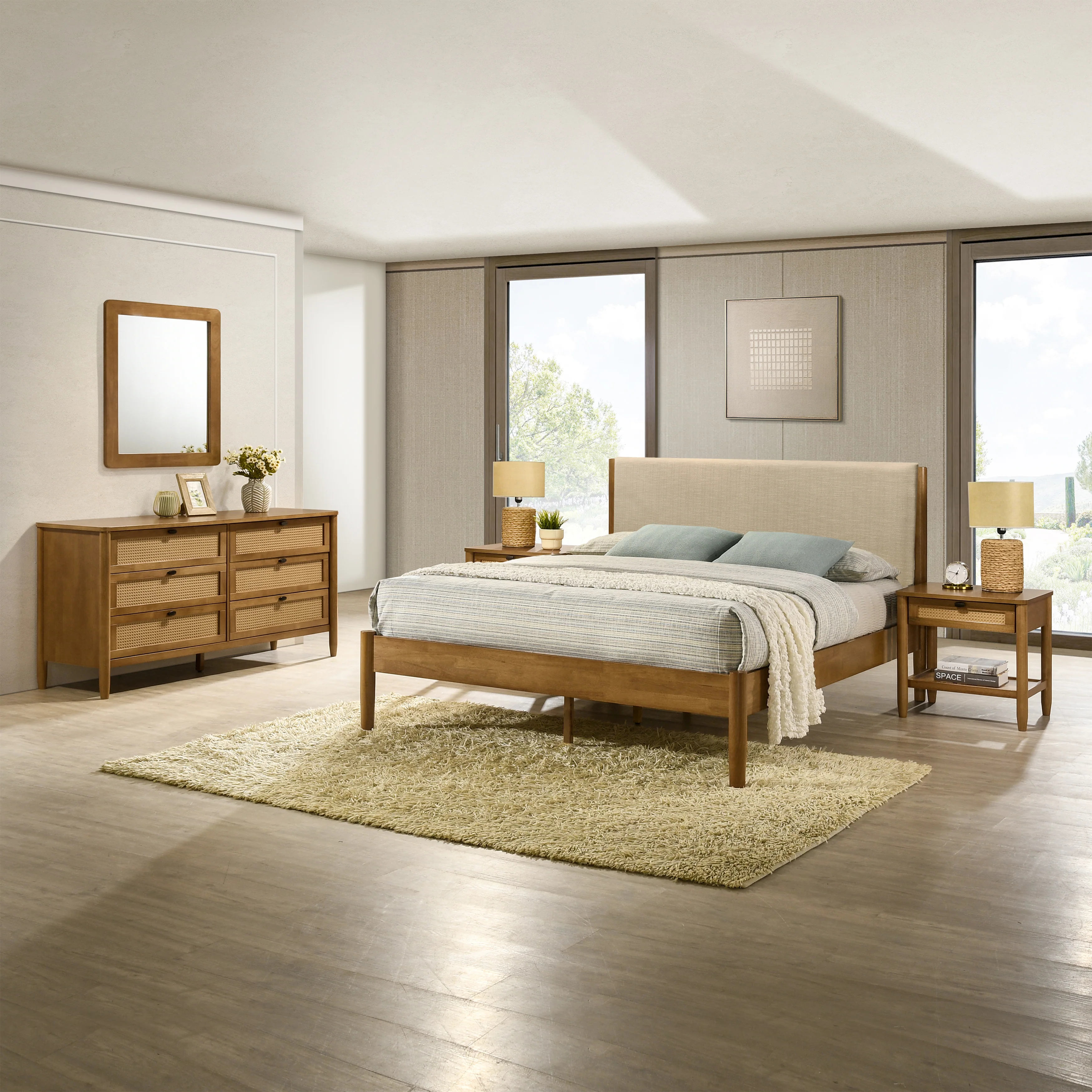 Vichy 5-Piece Rubberwood Queen Bedroom Set - Image 2