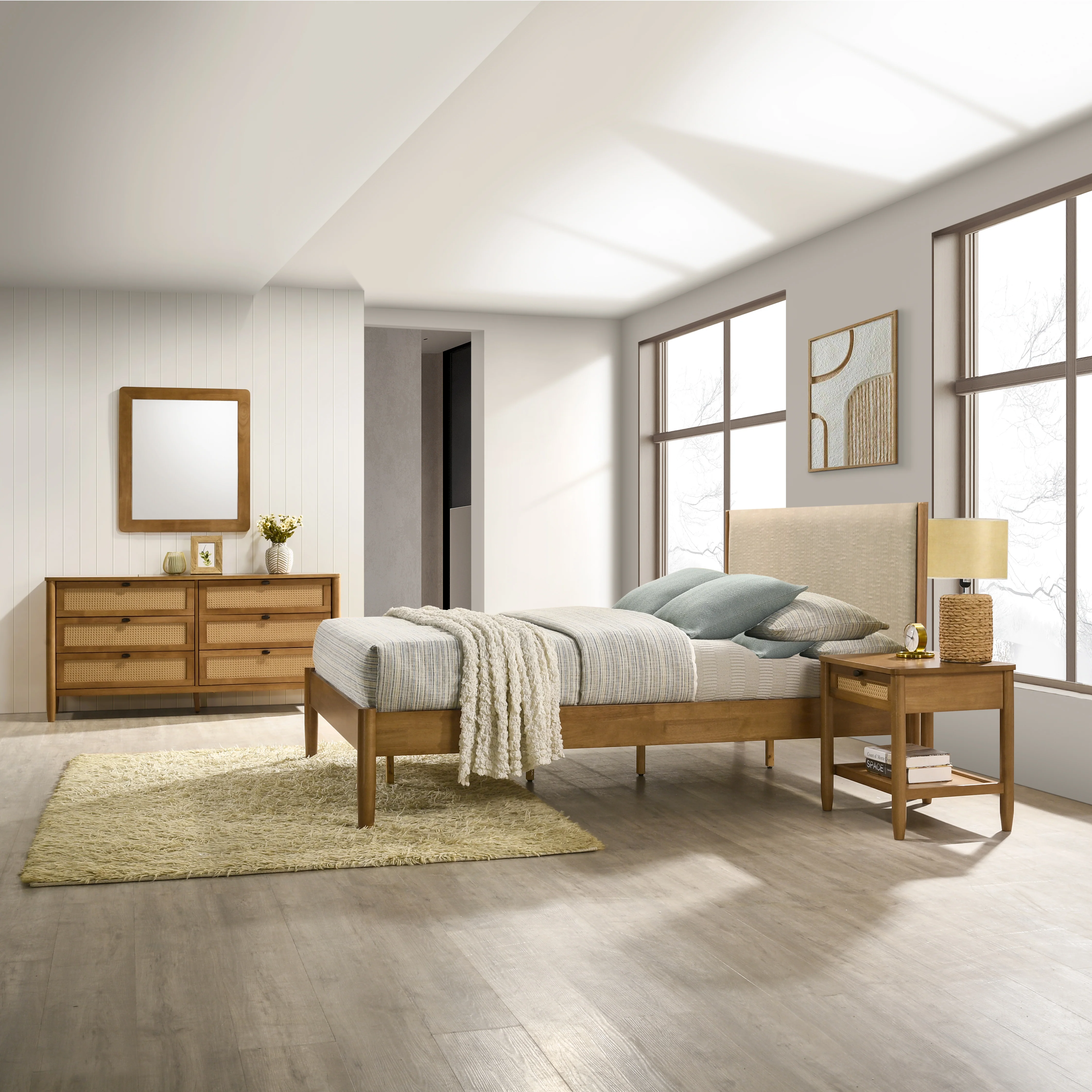 Vichy 5-Piece Rubberwood Queen Bedroom Set - Image 3