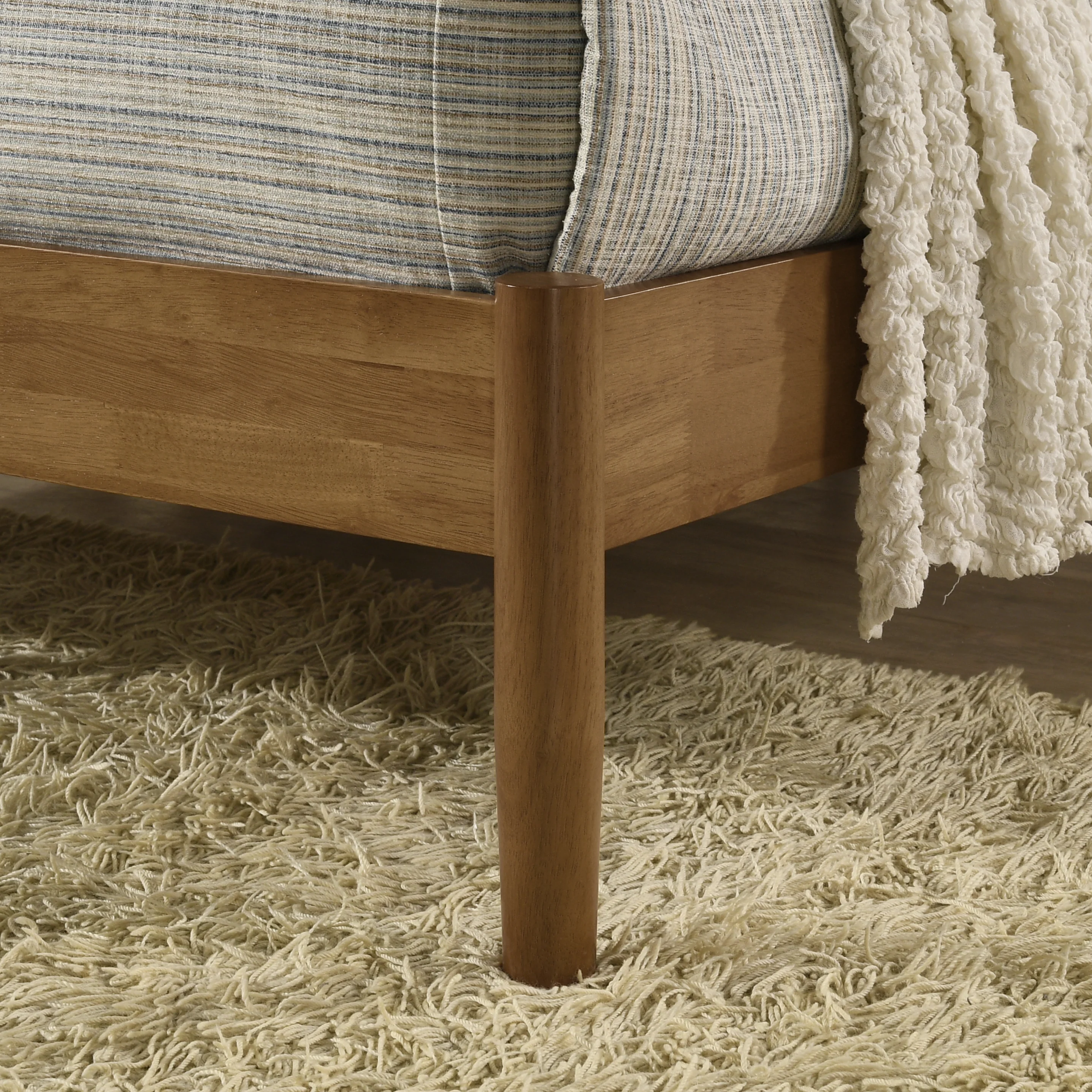 Vichy Rubberwood Platform Bed in Light Walnut, Queen - Image 4