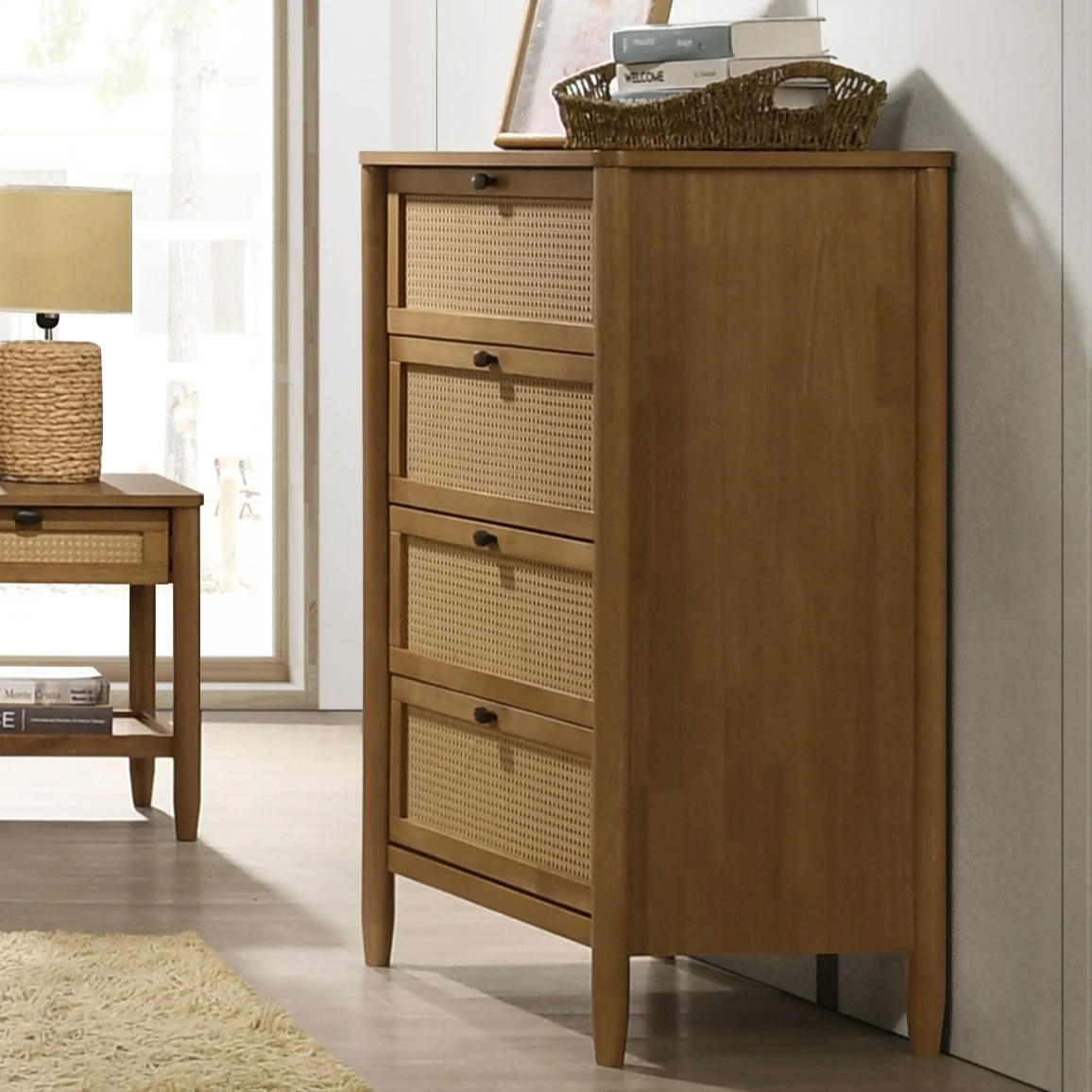 Vichy Wood and Rattan 4-Drawer Chest - Image 2