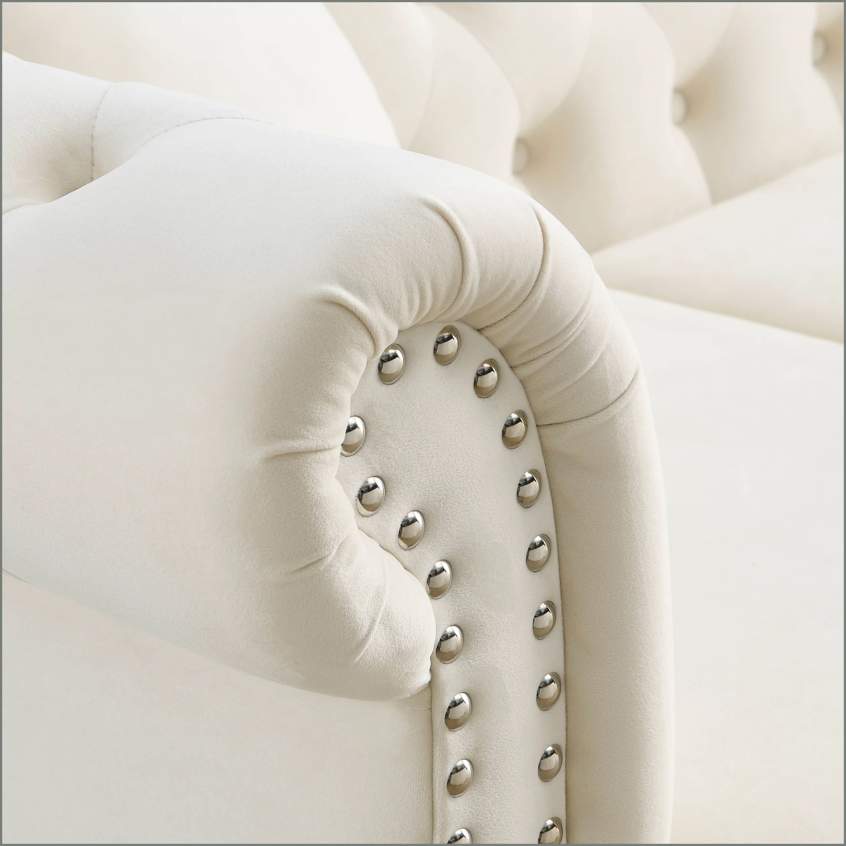 Nailhead Velvet Chesterfield 3-Seater Sofa - Image 16