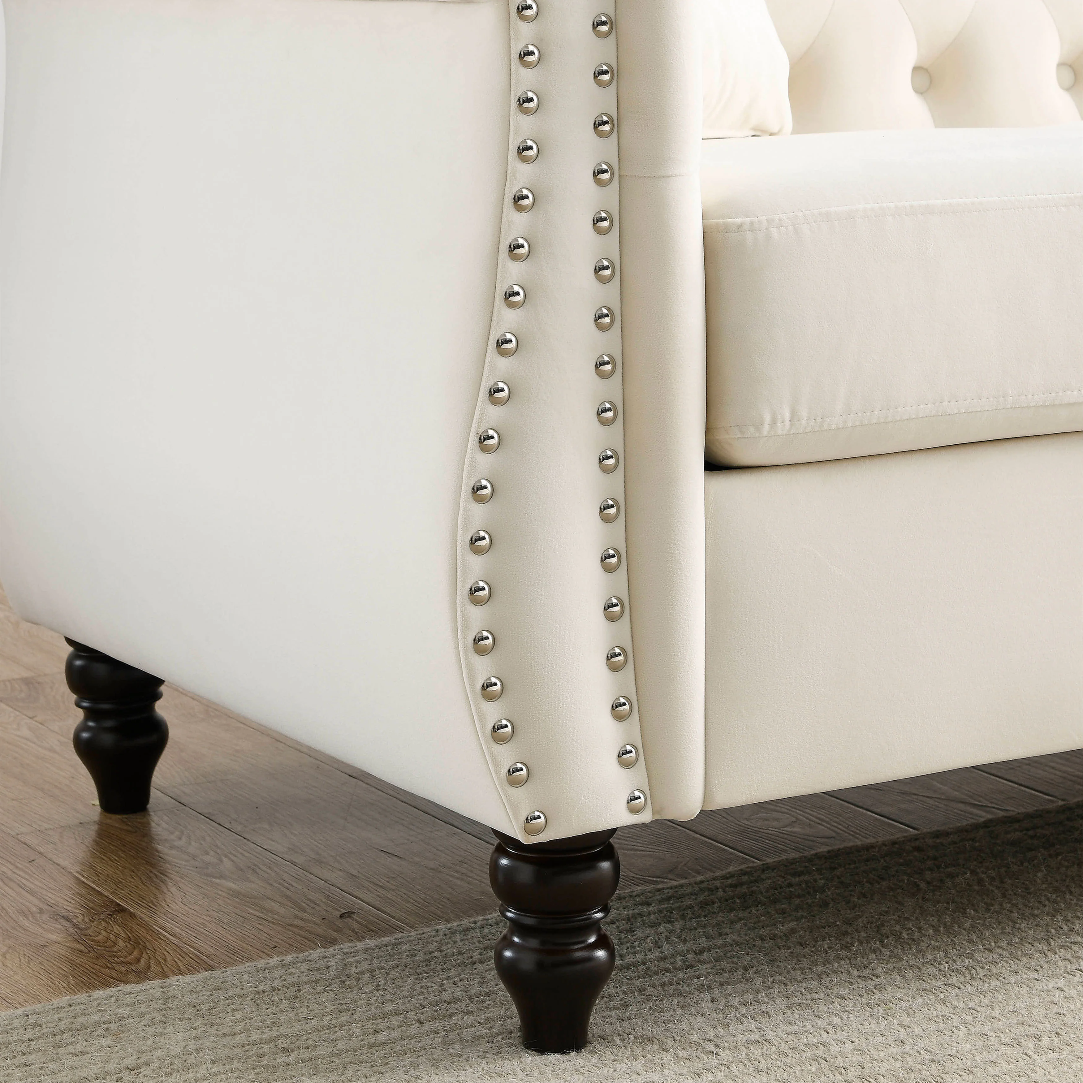 Nailhead Velvet Chesterfield 3-Seater Sofa - Image 18