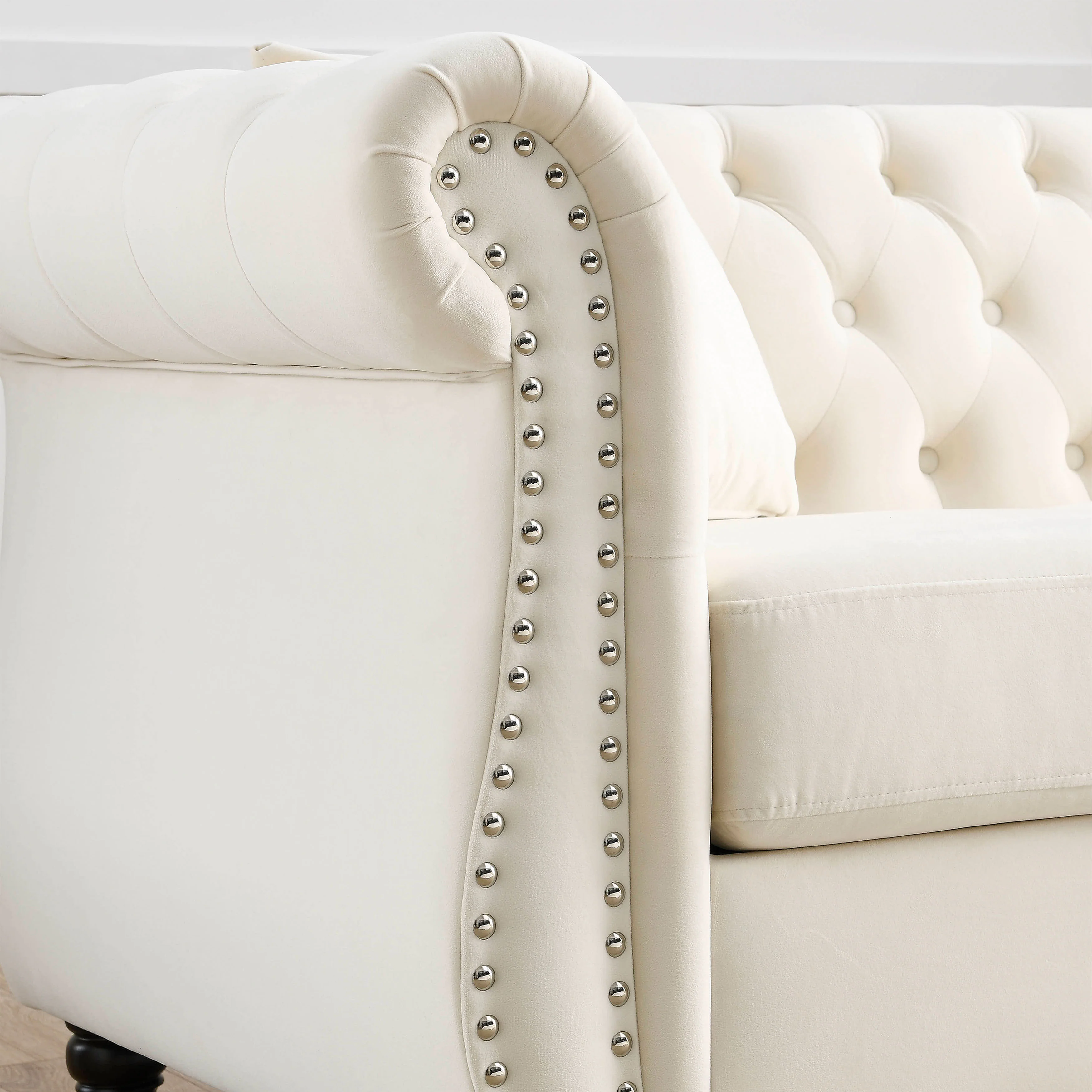 Nailhead Velvet Chesterfield 3-Seater Sofa - Image 20
