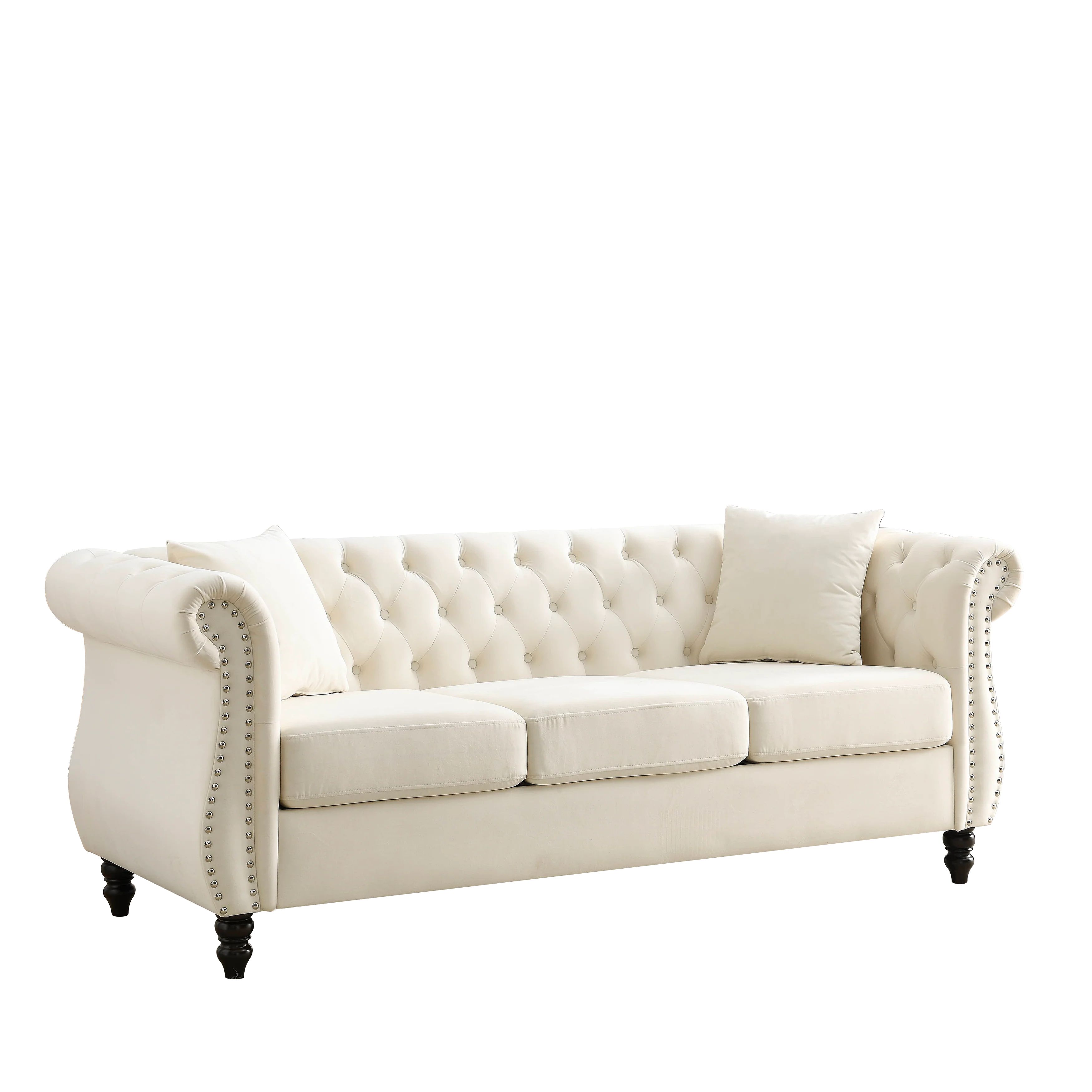 Nailhead Velvet Chesterfield 3-Seater Sofa - Image 22