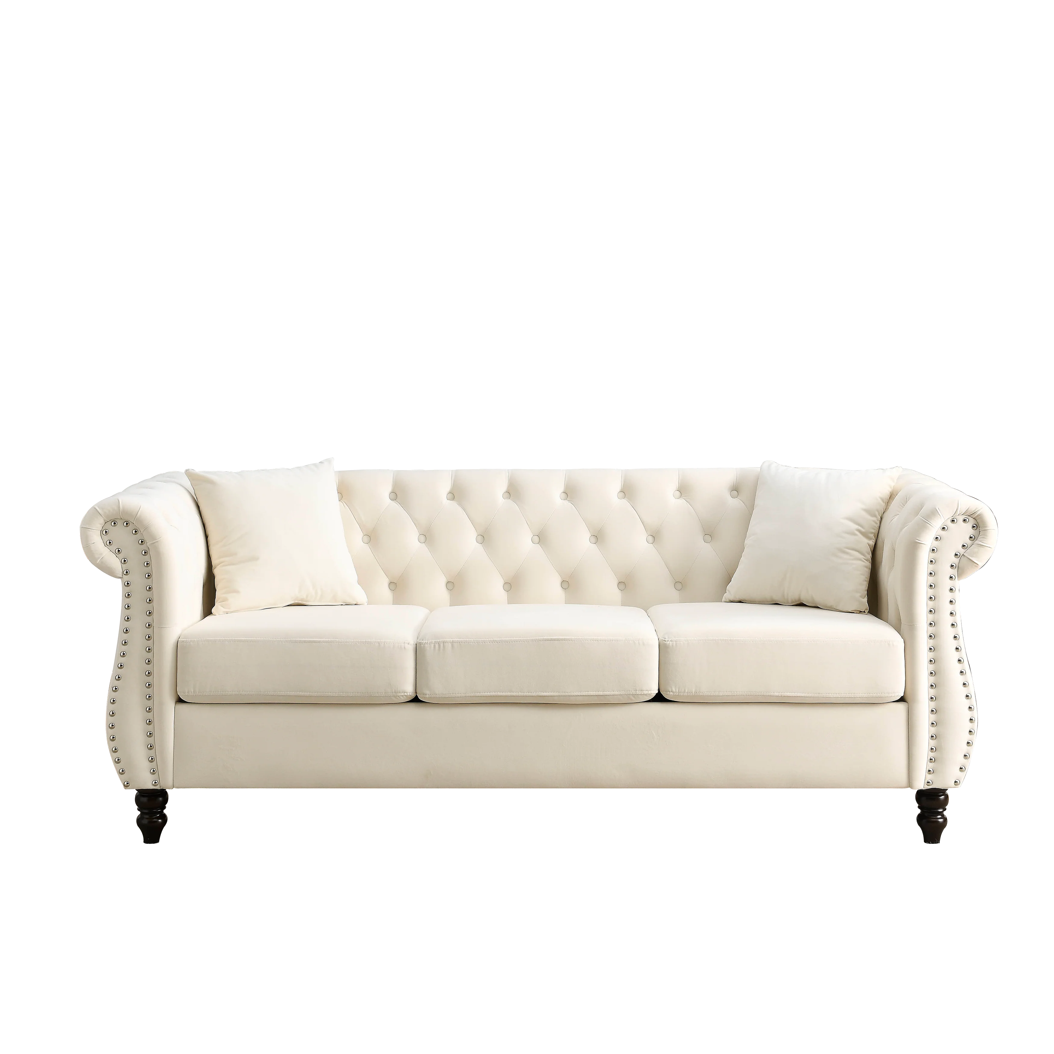 Nailhead Velvet Chesterfield 3-Seater Sofa - Image 23