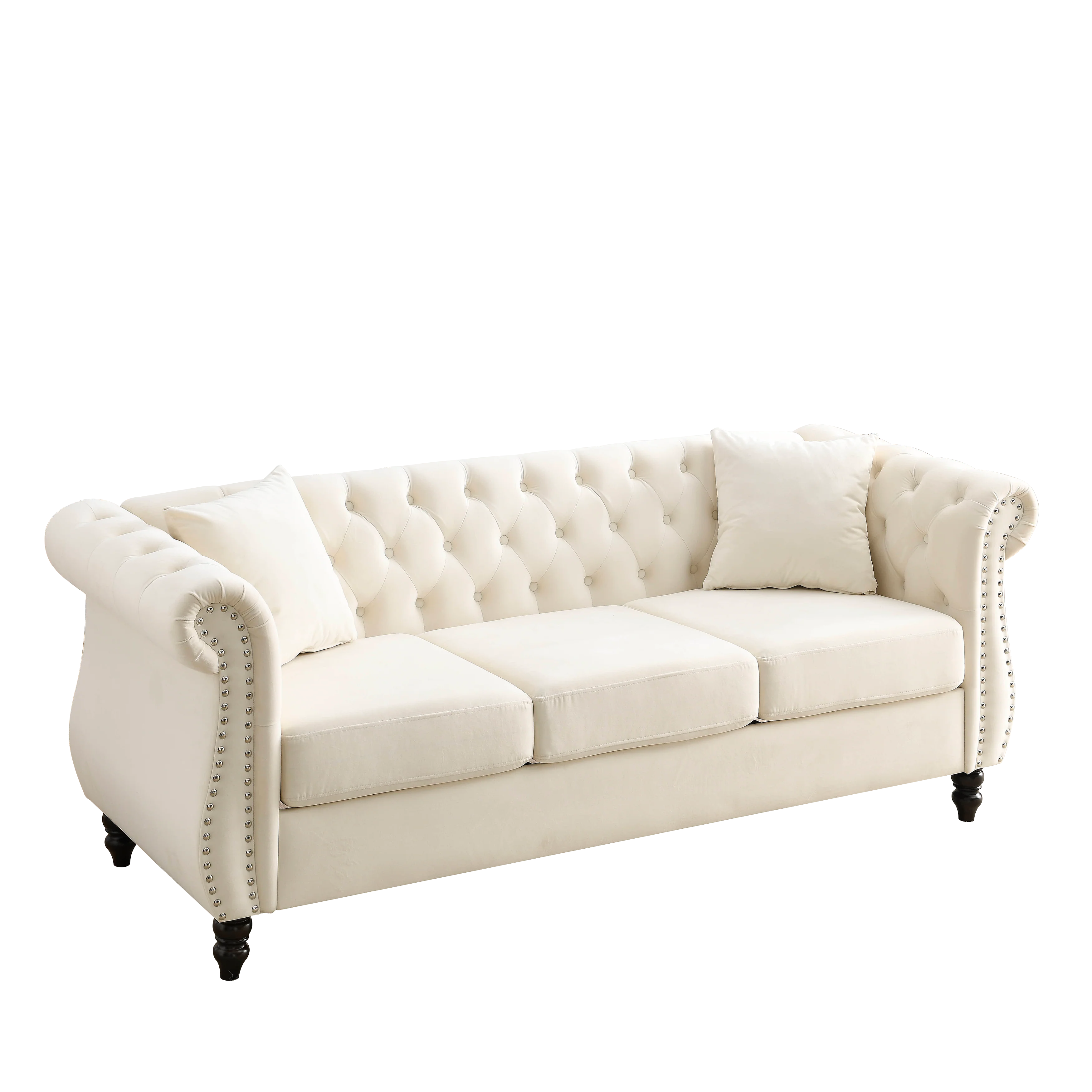 Nailhead Velvet Chesterfield 3-Seater Sofa - Image 24
