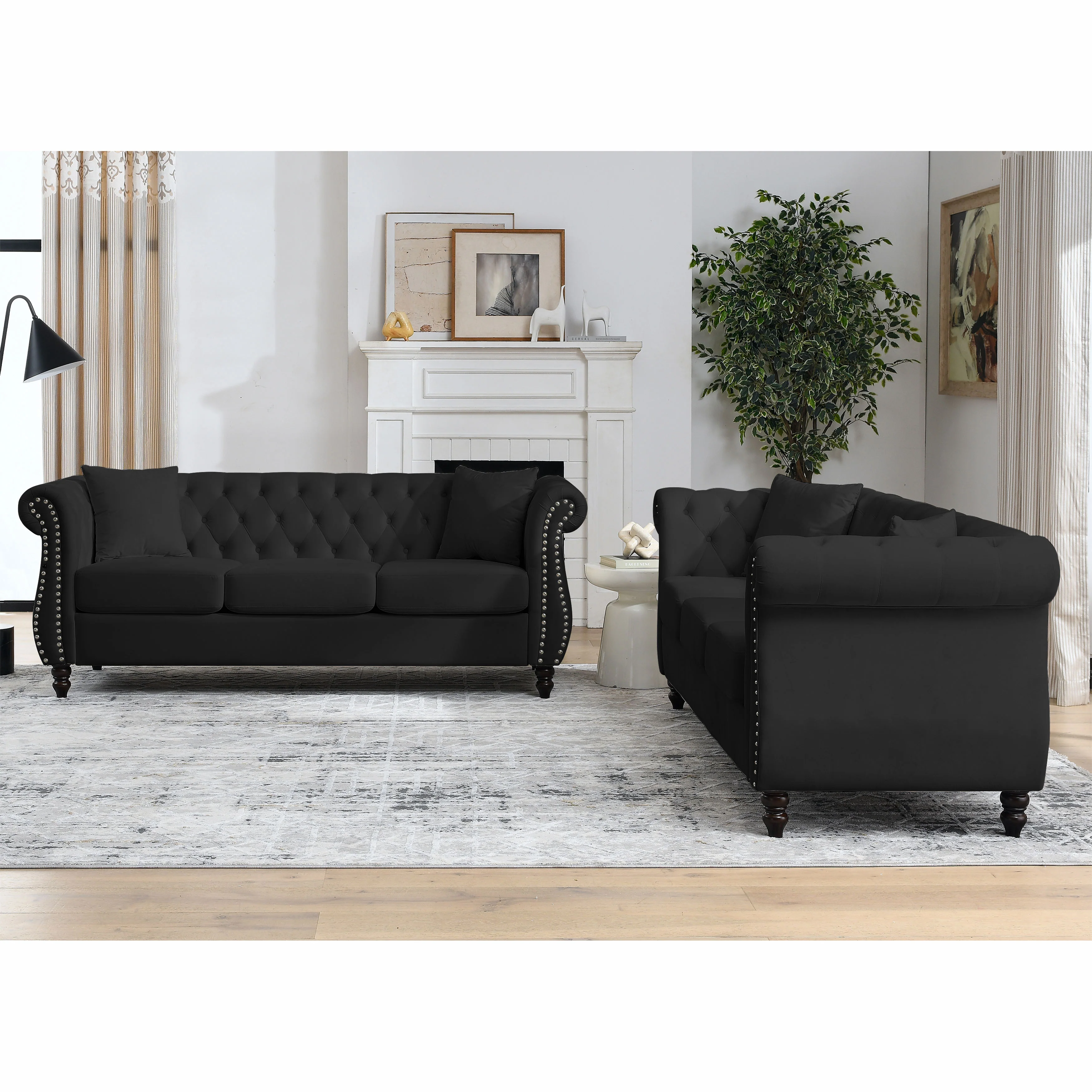 Nailhead Velvet Chesterfield 3-Seater Sofa - Image 27