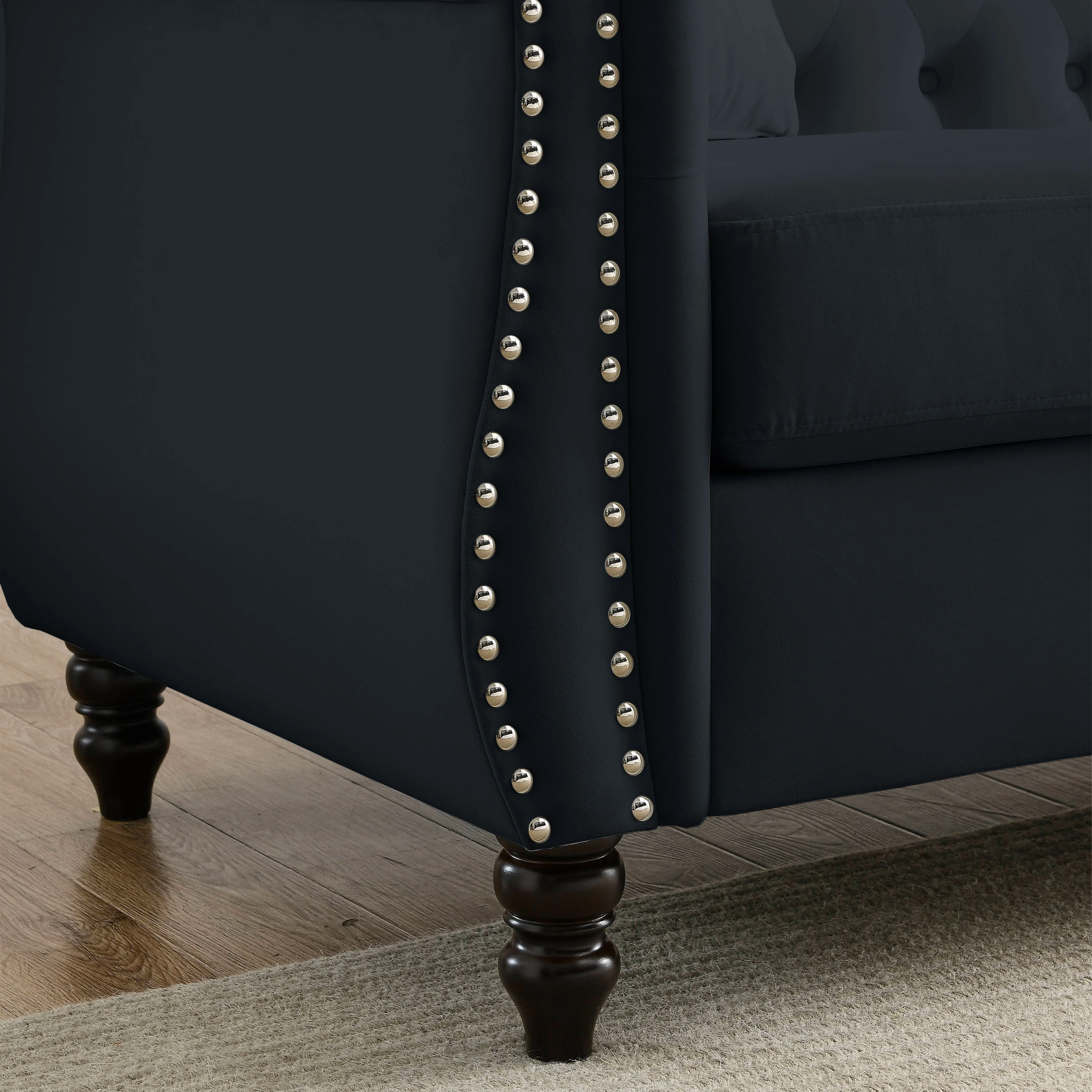 Nailhead Velvet Chesterfield 3-Seater Sofa - Image 32