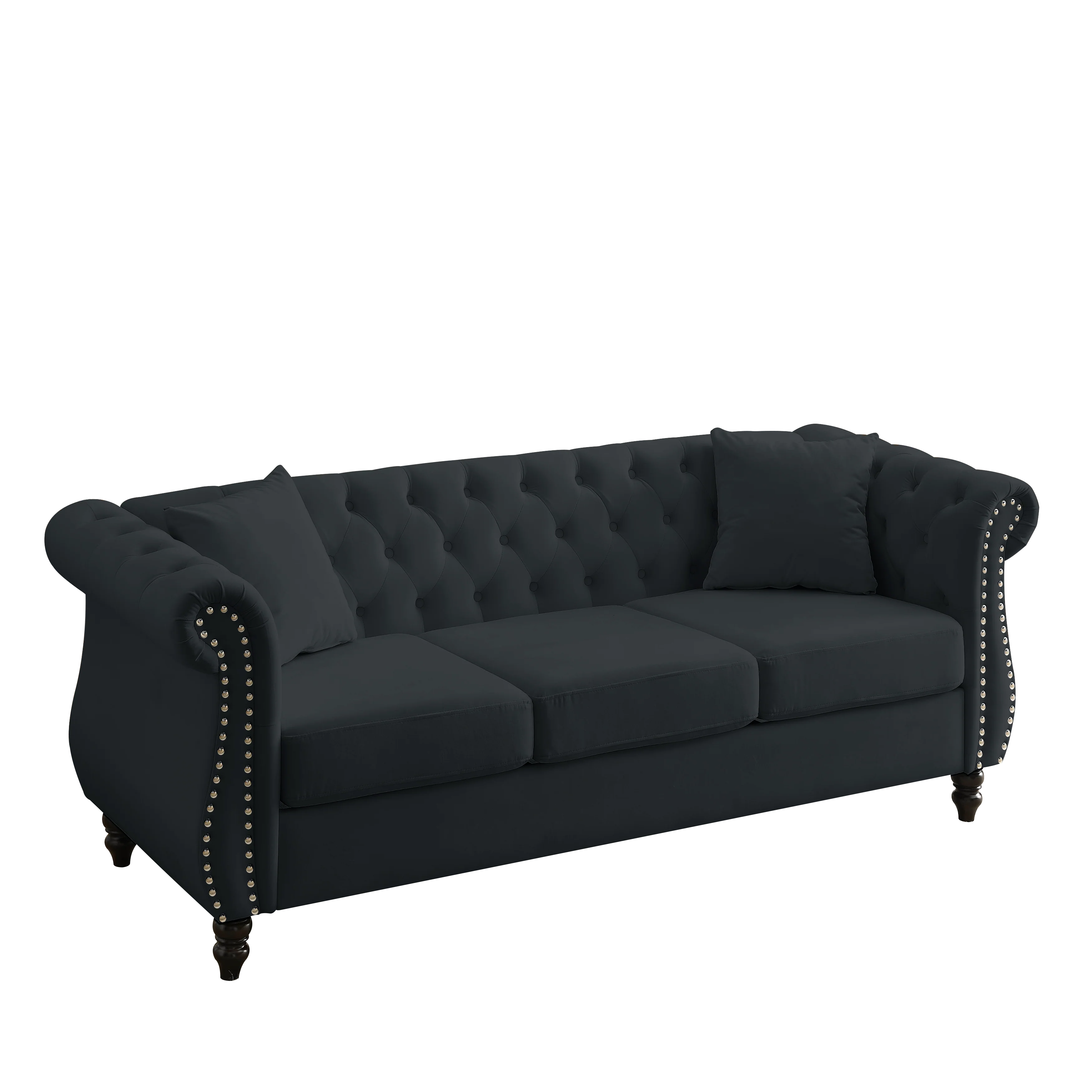 Nailhead Velvet Chesterfield 3-Seater Sofa - Image 34