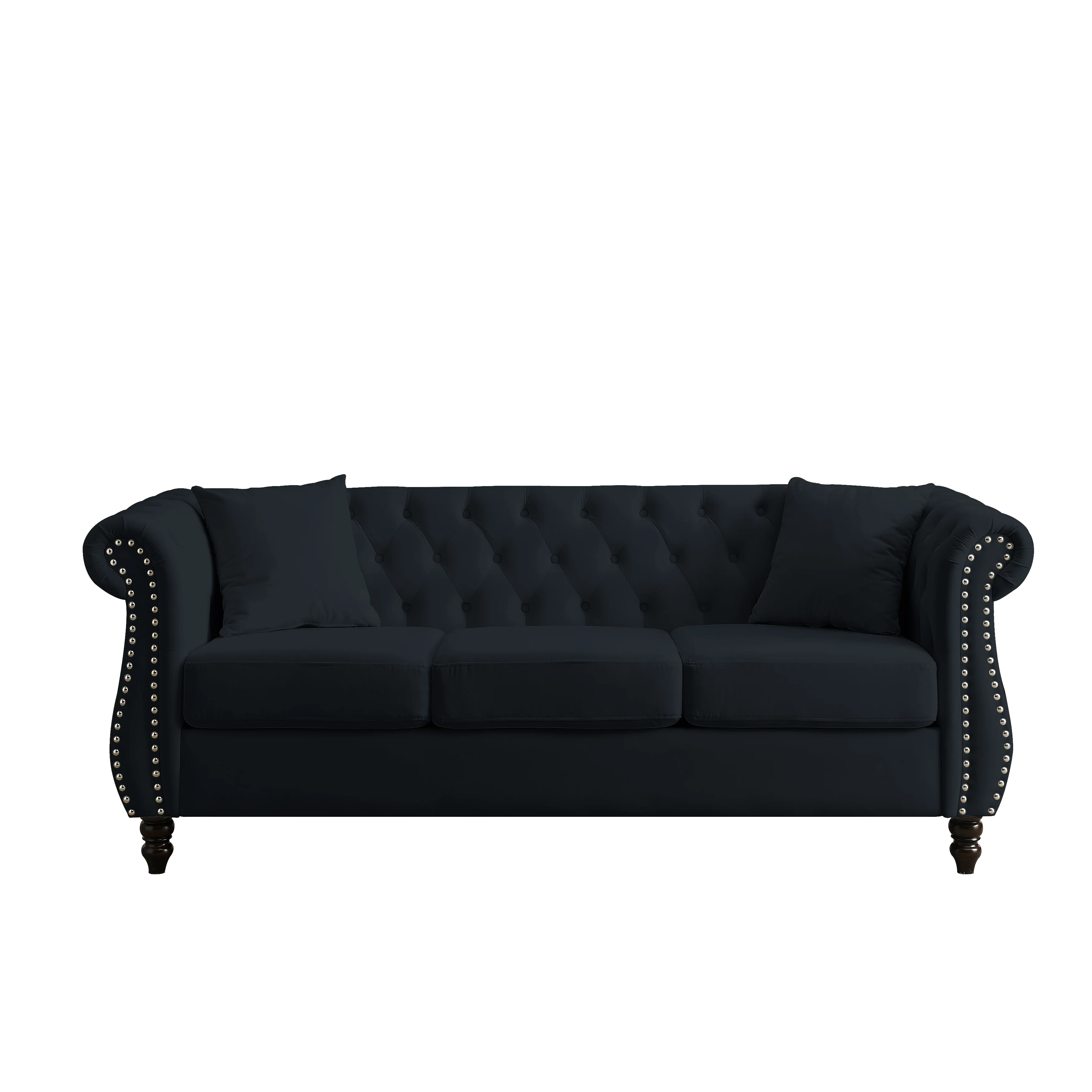 Nailhead Velvet Chesterfield 3-Seater Sofa - Image 36