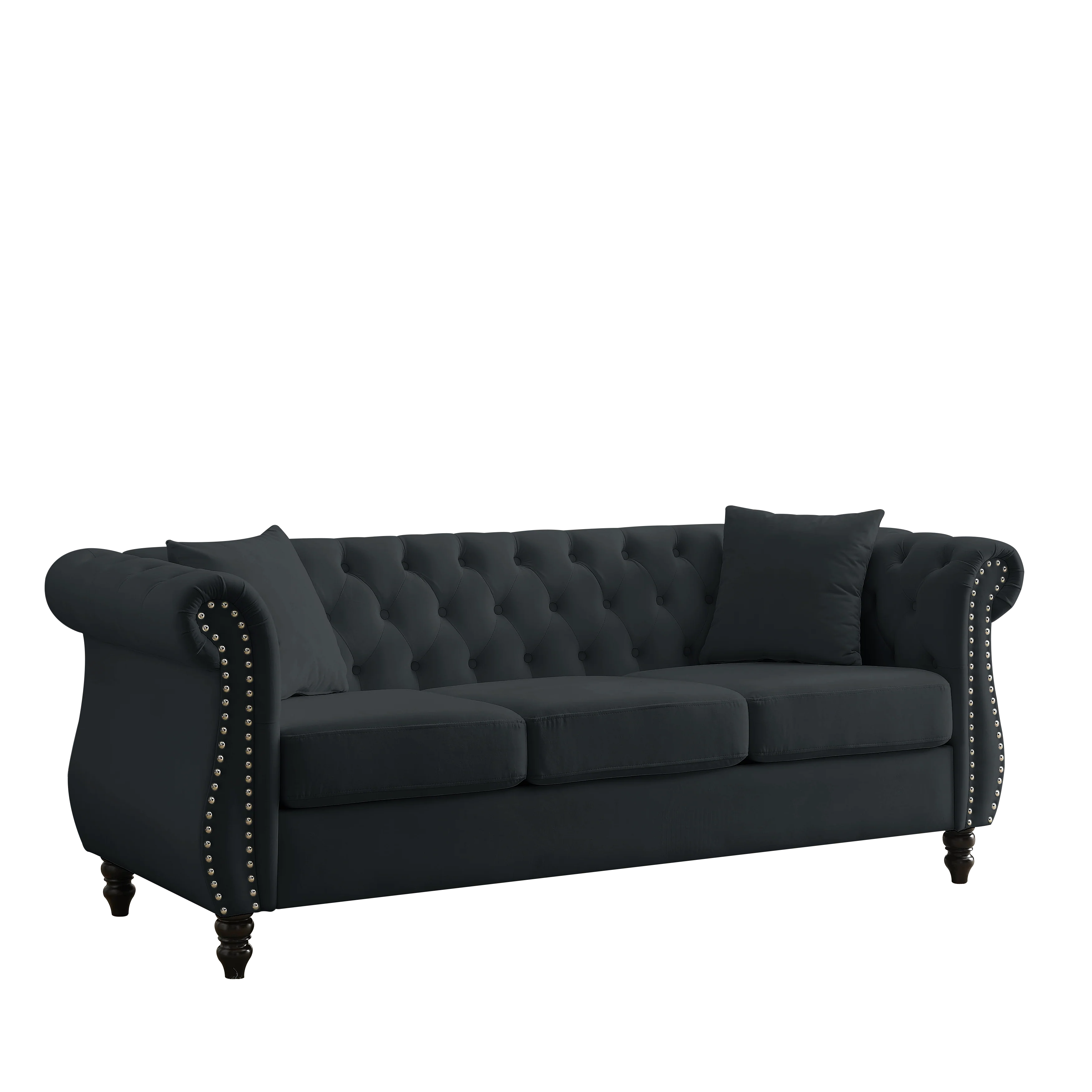 Nailhead Velvet Chesterfield 3-Seater Sofa - Image 37