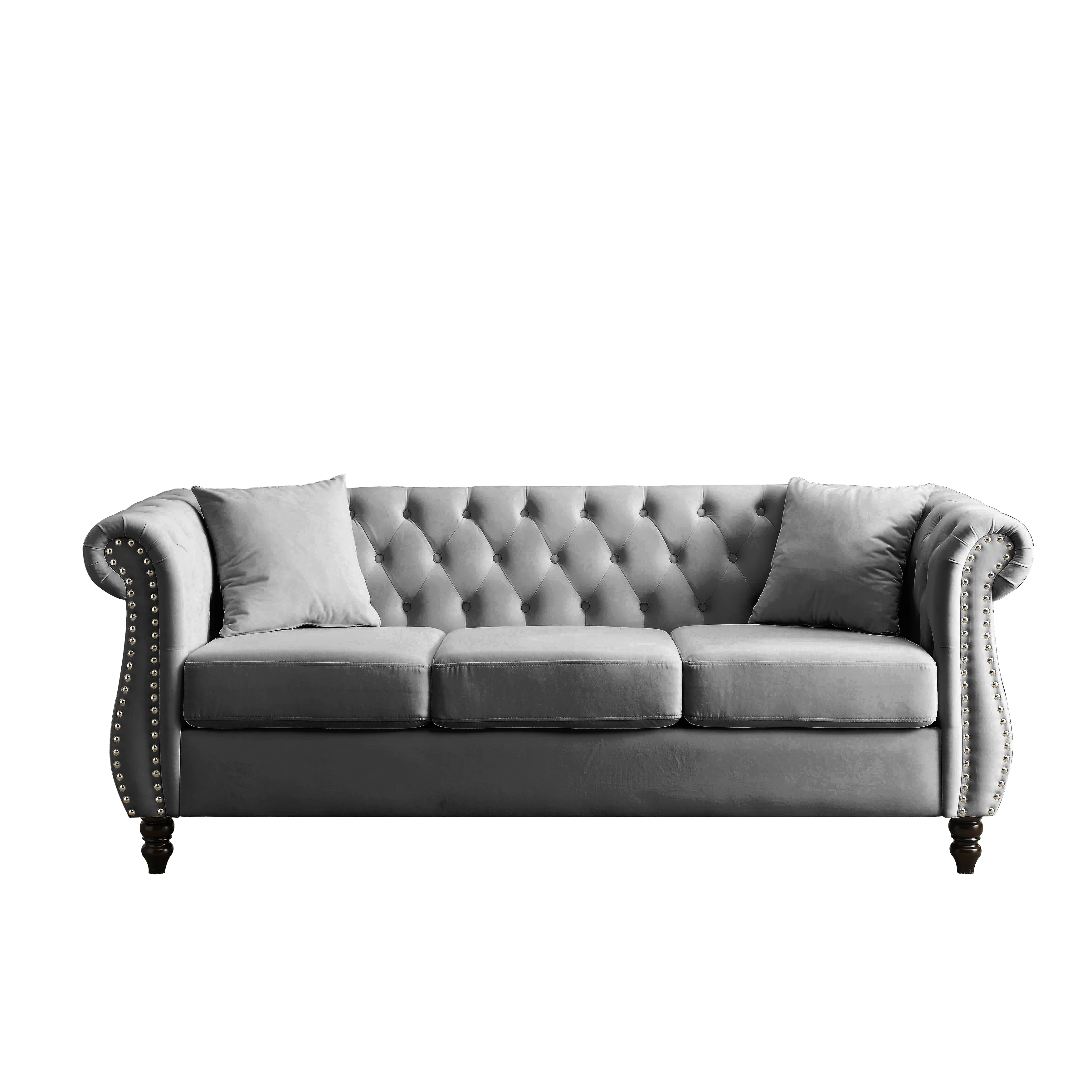 Nailhead Velvet Chesterfield 3-Seater Sofa - Image 48