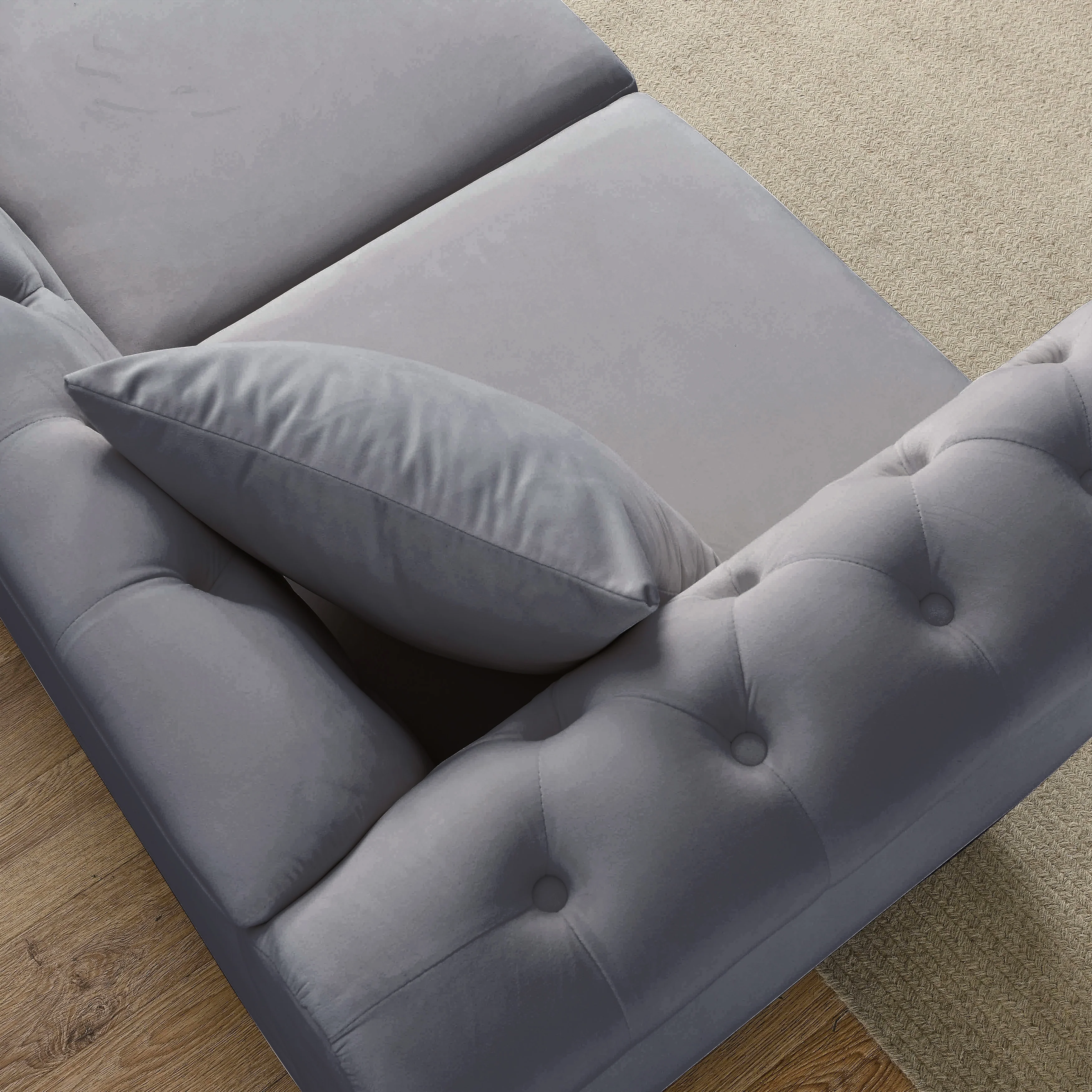Nailhead Velvet Chesterfield 3-Seater Sofa - Image 61