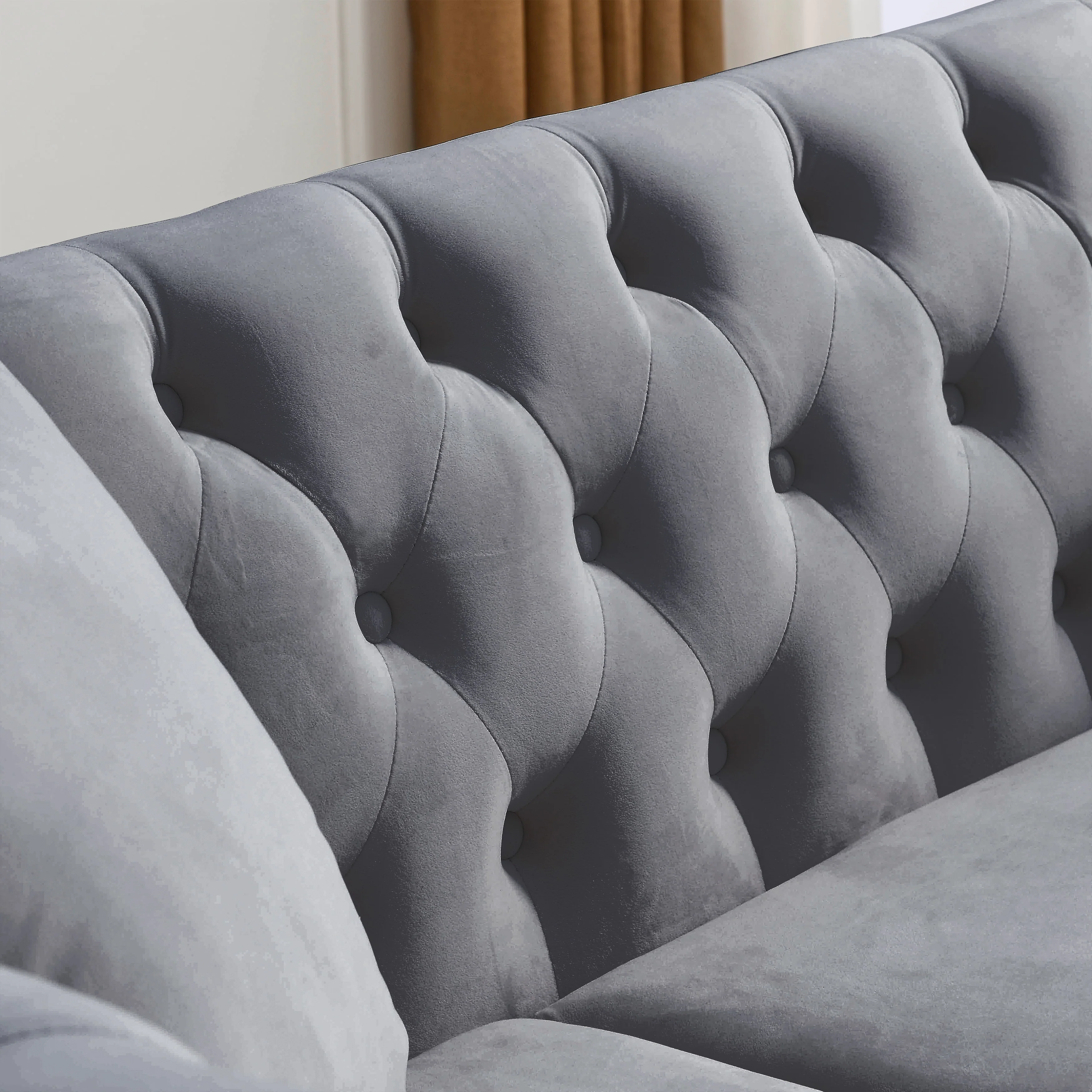 Nailhead Velvet Chesterfield 3-Seater Sofa - Image 65