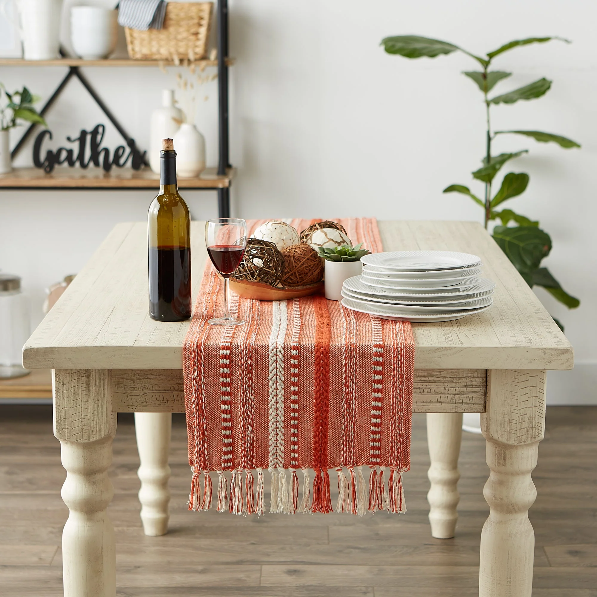 Vintage Red Braided Stripe Table Runner 15X108 - Image 3