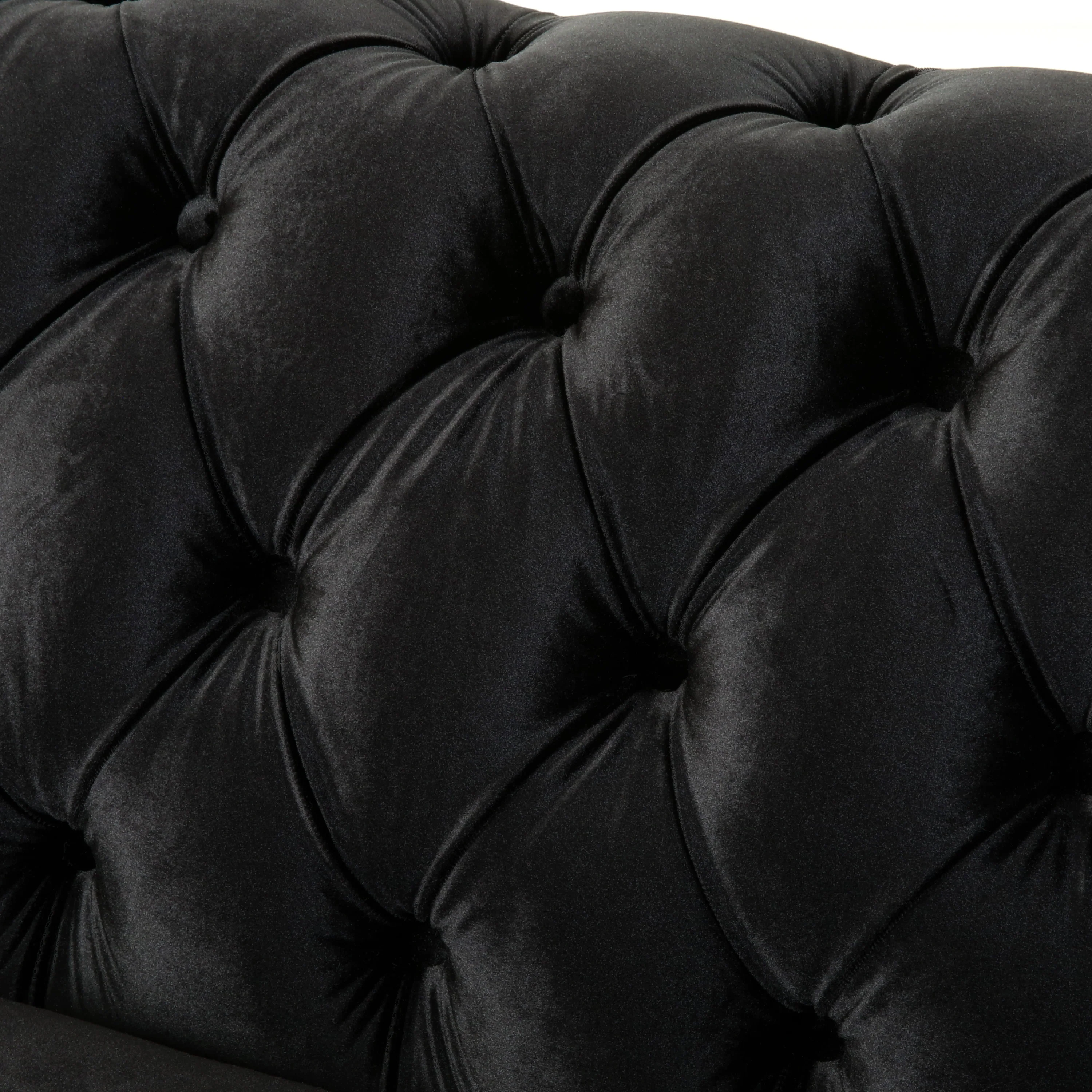 Velvet Rolled Arm Chesterfield Loveseat - Image 15