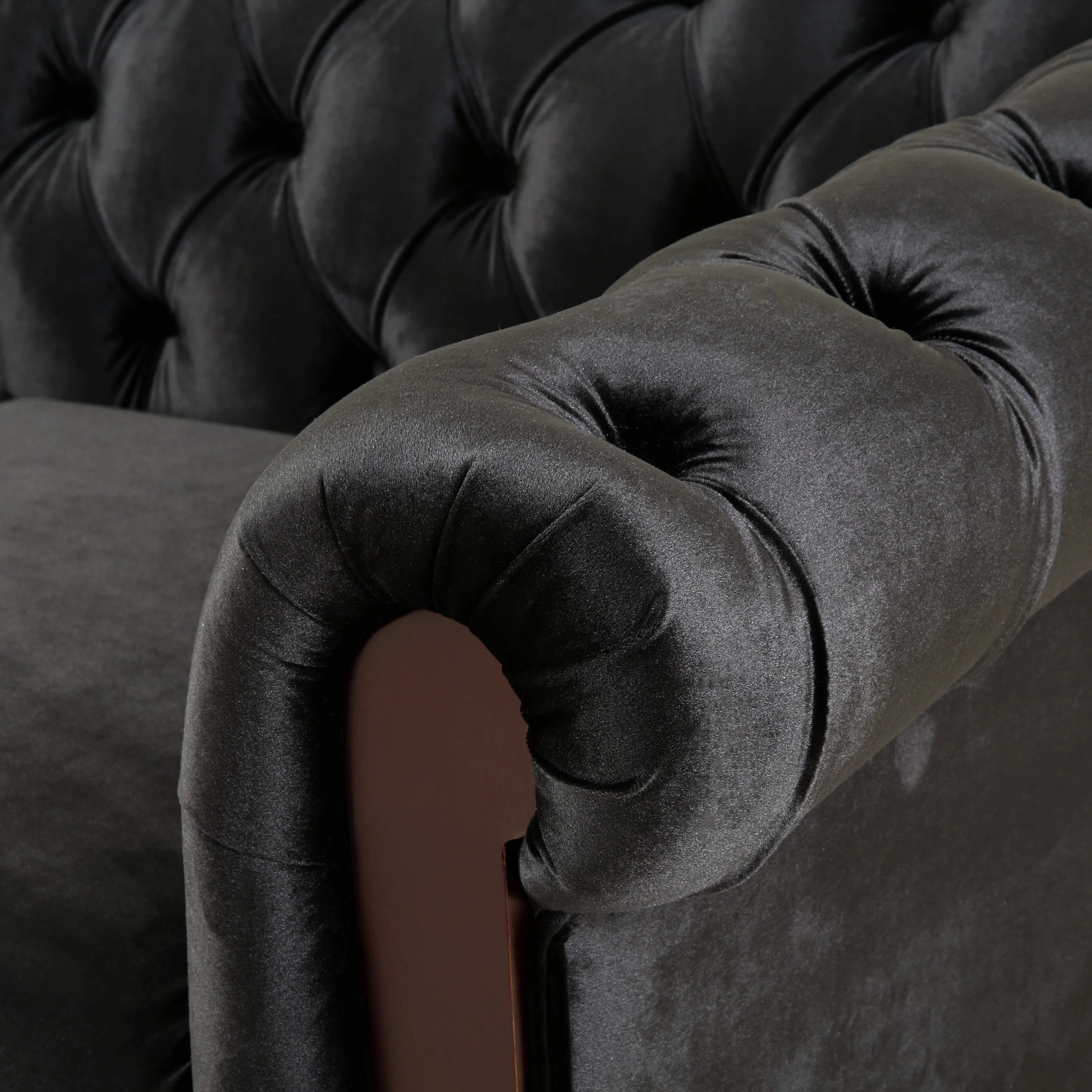 Velvet Rolled Arm Chesterfield Loveseat - Image 16