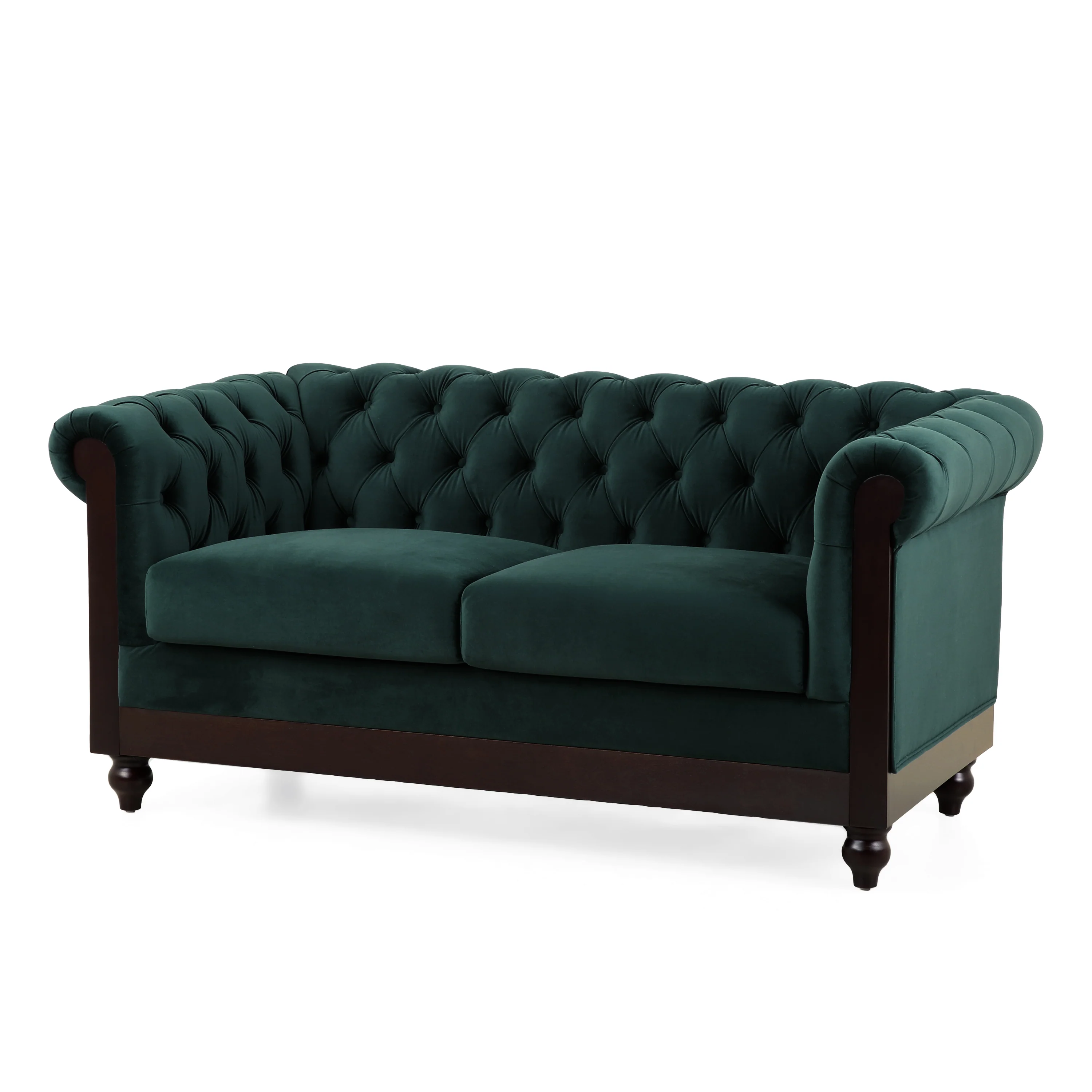 Velvet Rolled Arm Chesterfield Loveseat - Image 23