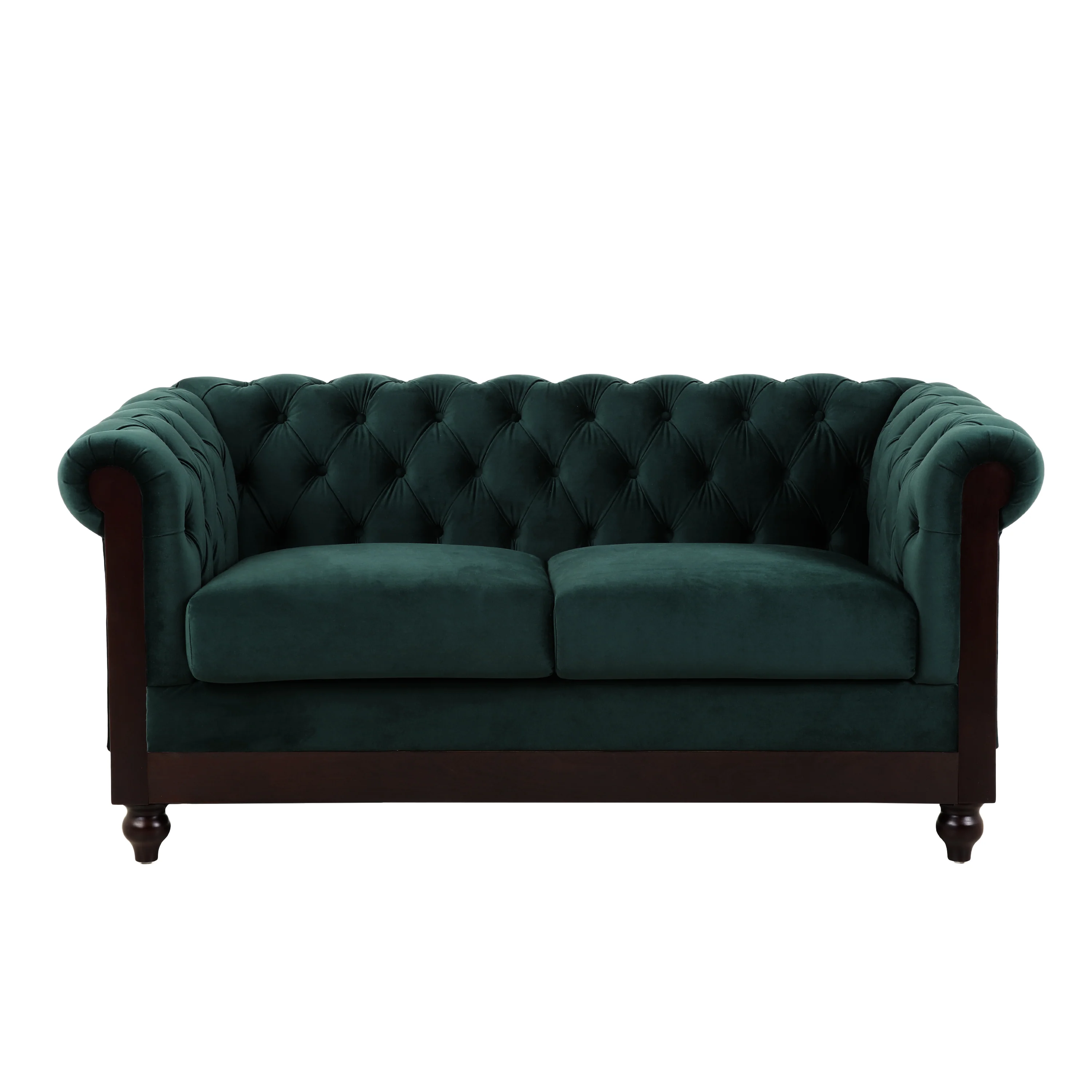 Velvet Rolled Arm Chesterfield Loveseat - Image 24
