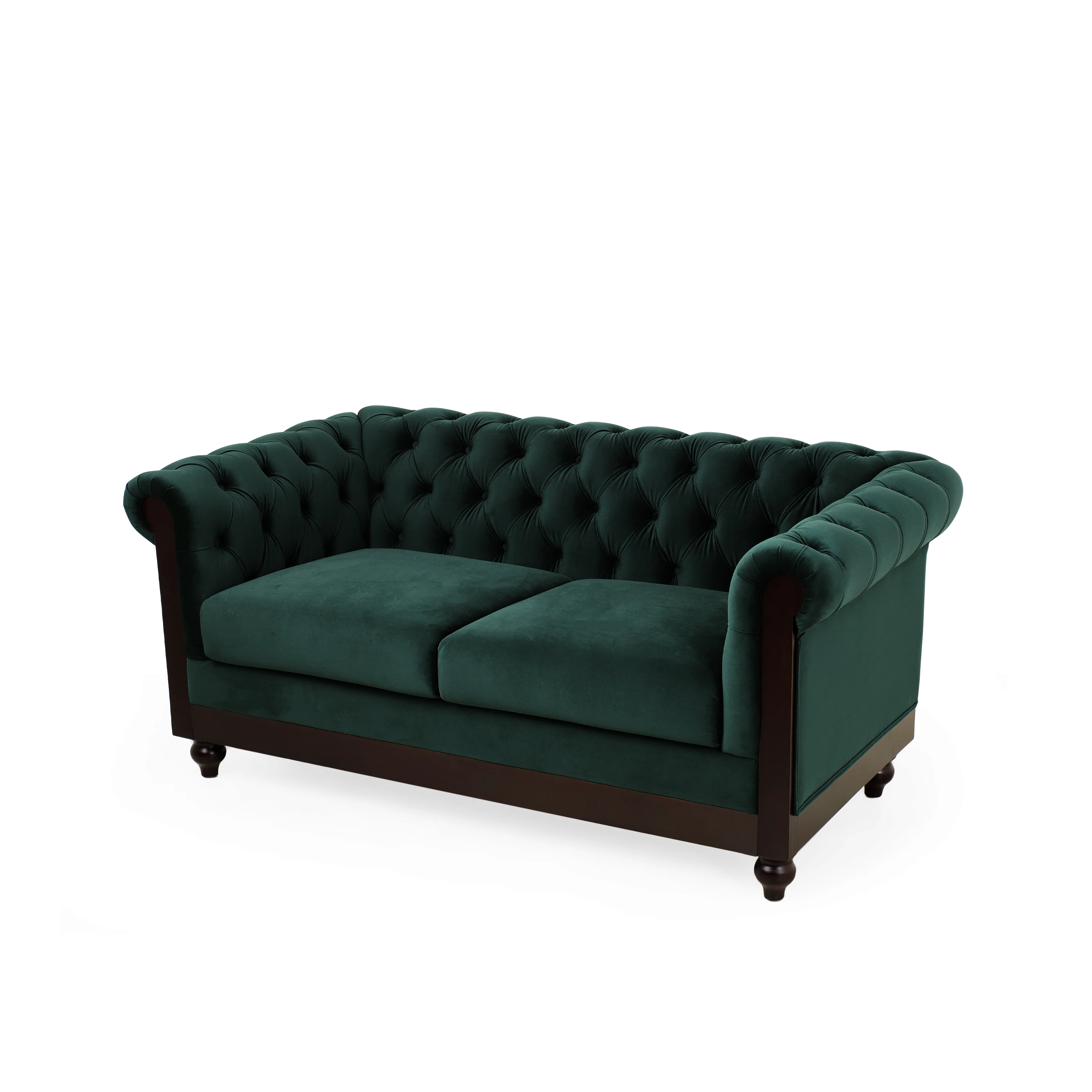 Velvet Rolled Arm Chesterfield Loveseat - Image 29